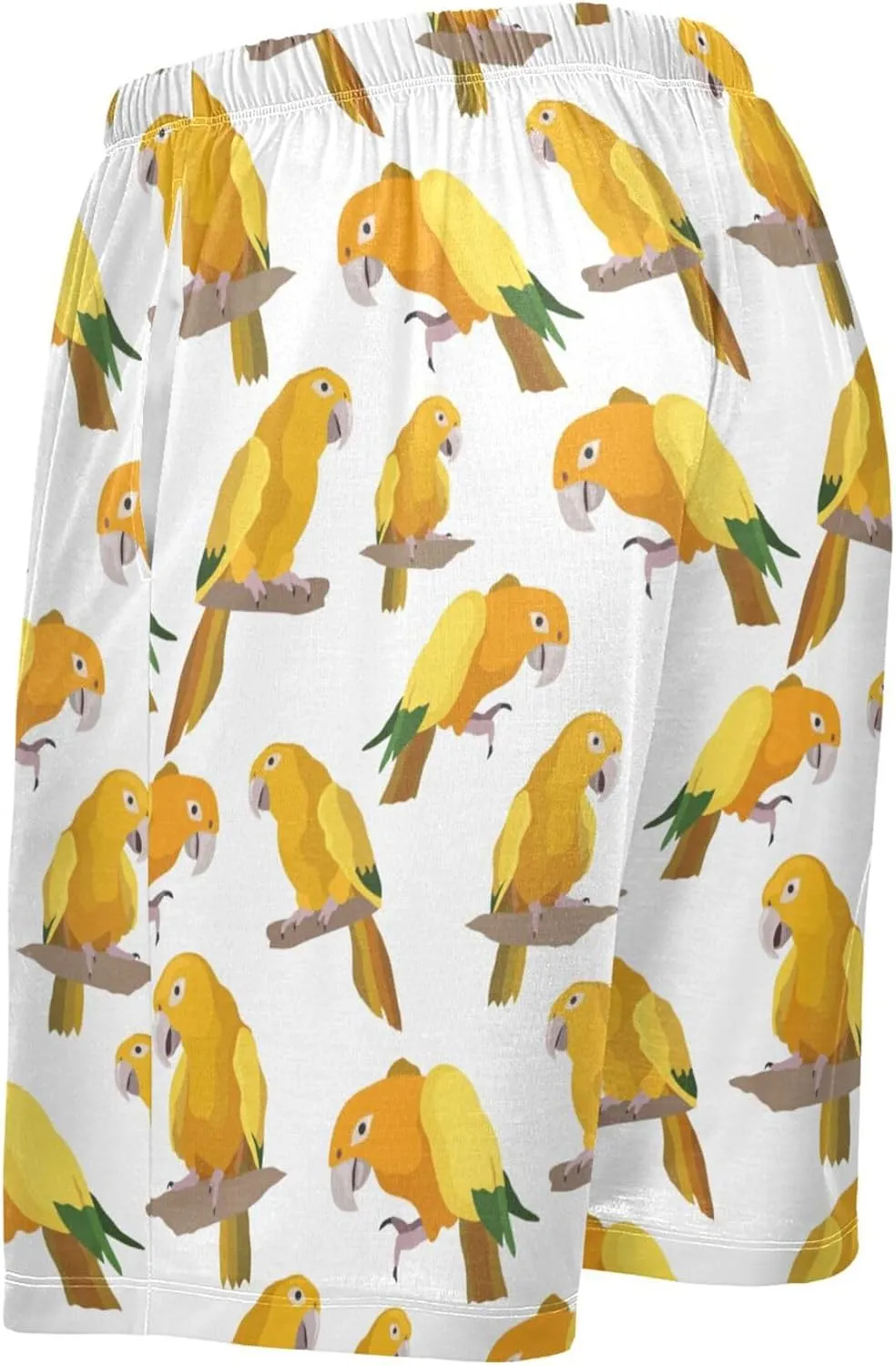 Gold Parrot Tropical Bird Pattern Men's Pajama Pants Shorts Sleepwear Lounge Pajama Bottoms S-2XL