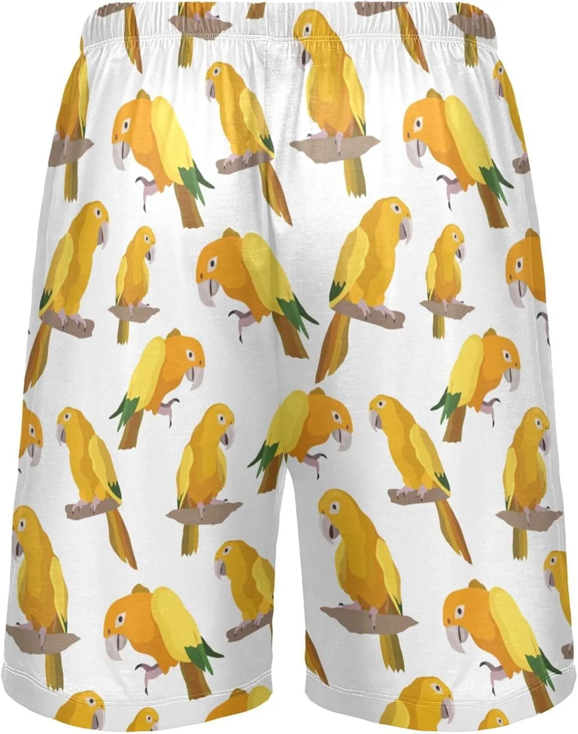 Gold Parrot Tropical Bird Pattern Men's Pajama Pants Shorts Sleepwear Lounge Pajama Bottoms S-2XL