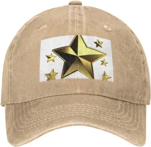 Gold Star Unisex Baseball Cap Breathable Cotton Trucker Hat Classic Denim Dad Hat Summer Sun Hat