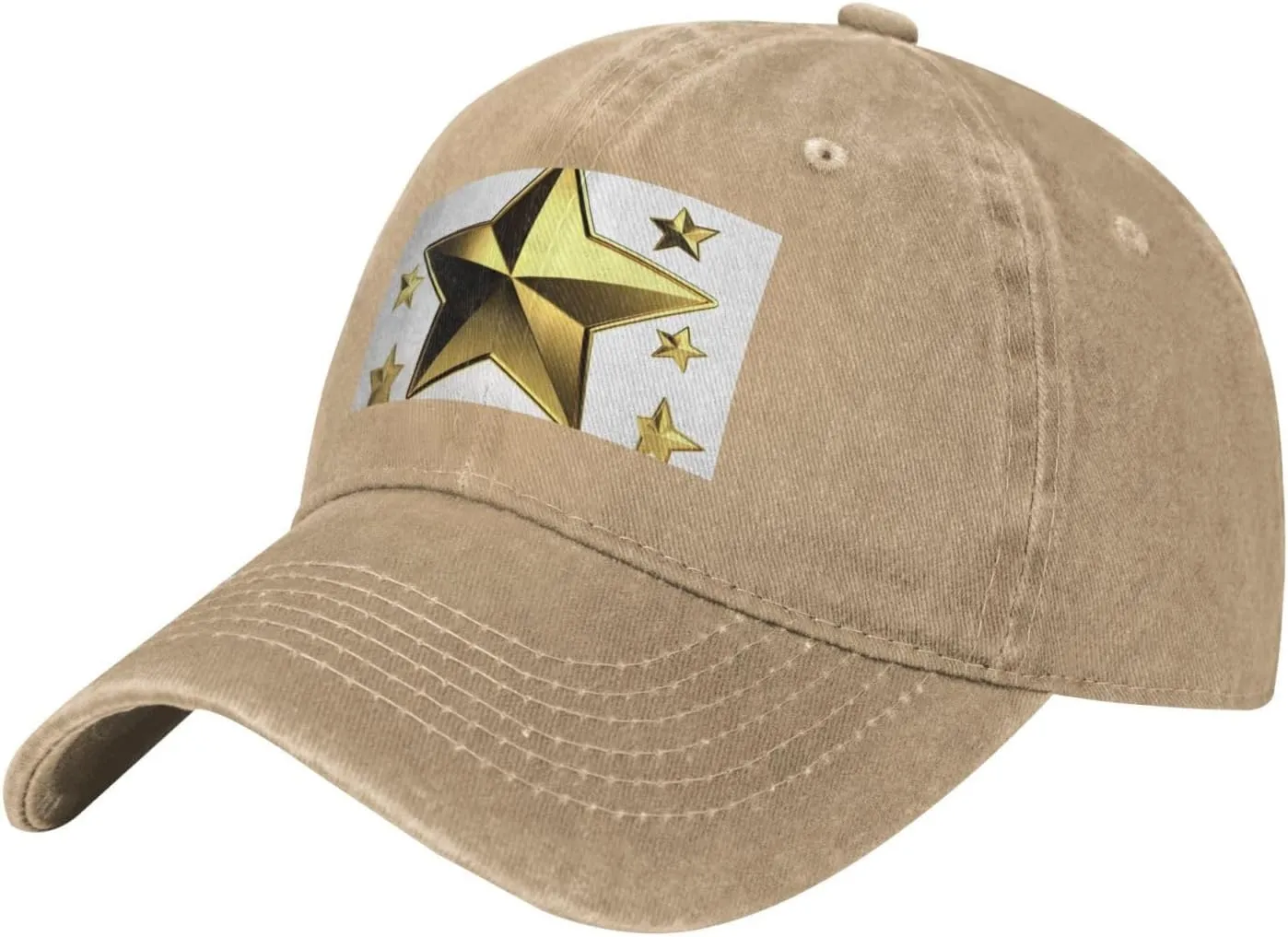 Gold Star Unisex Baseball Cap Breathable Cotton Trucker Hat Classic Denim Dad Hat Summer Sun Hat