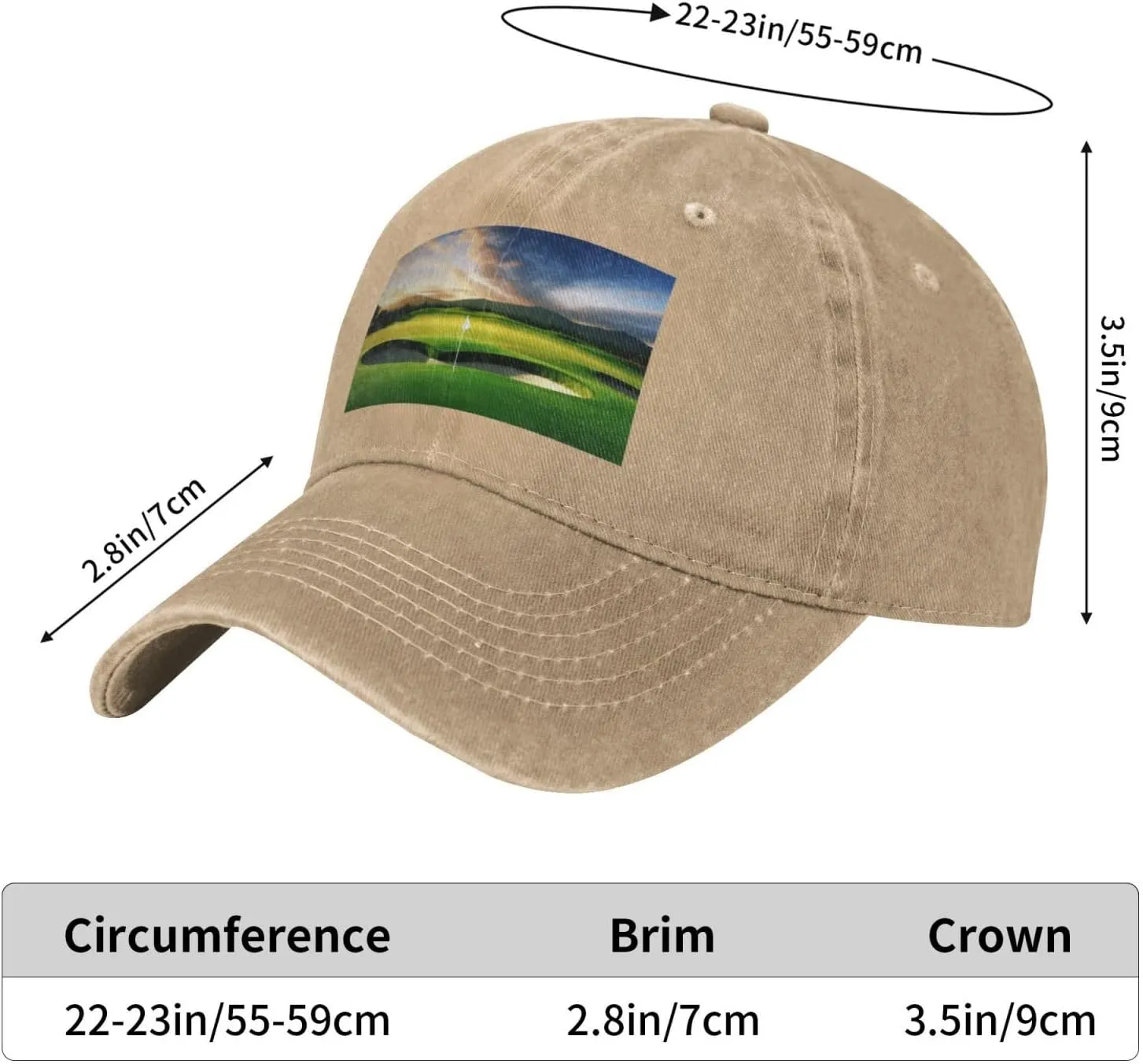 Golf Course Unisex Baseball Cap Breathable Cotton Trucker Hat Classic Denim Dad Hat Summer Sun Hat