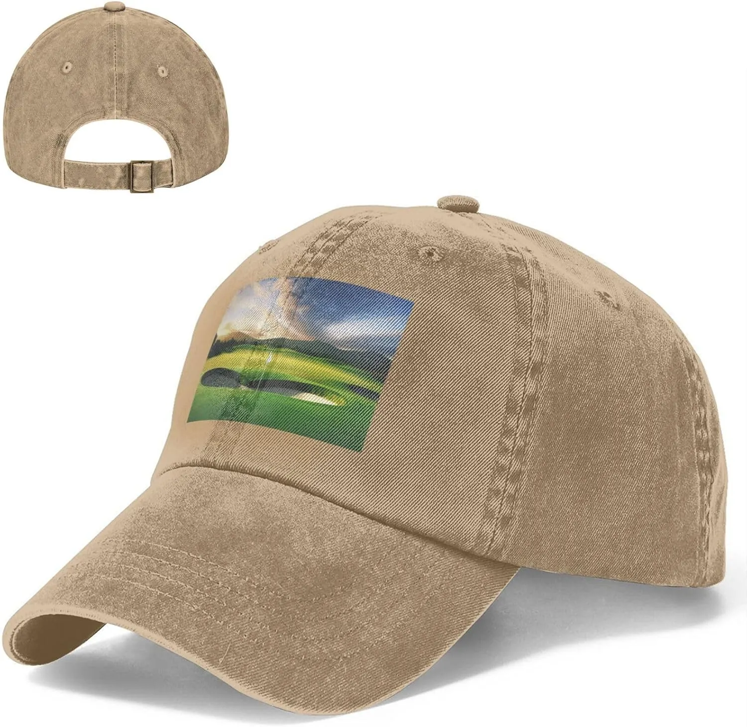 Golf Course Unisex Baseball Cap Breathable Cotton Trucker Hat Classic Denim Dad Hat Summer Sun Hat