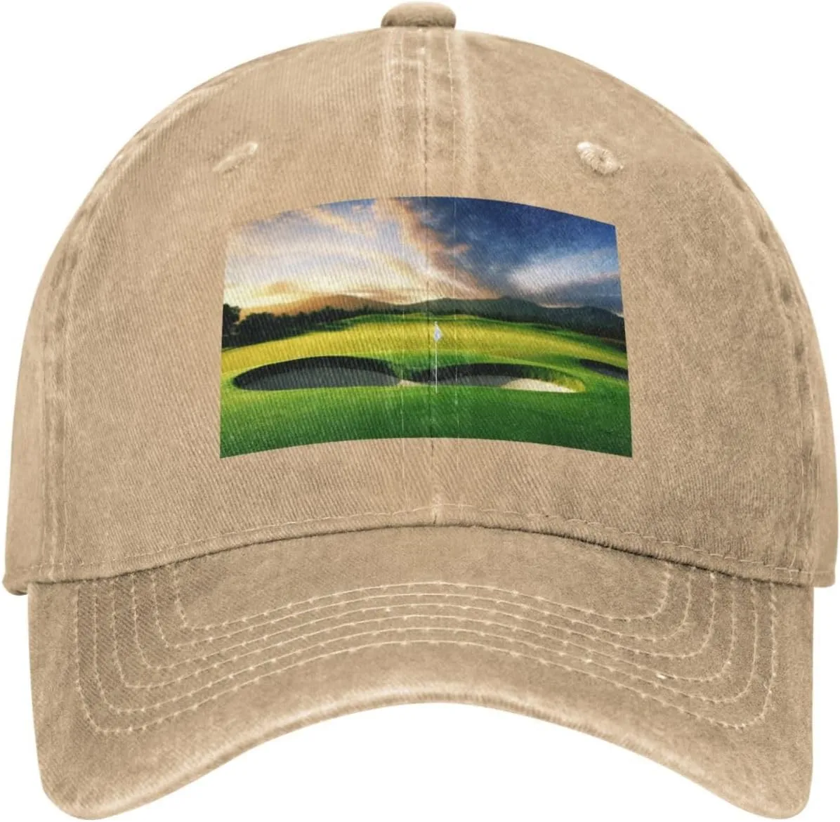 Golf Course Unisex Baseball Cap Breathable Cotton Trucker Hat Classic Denim Dad Hat Summer Sun Hat