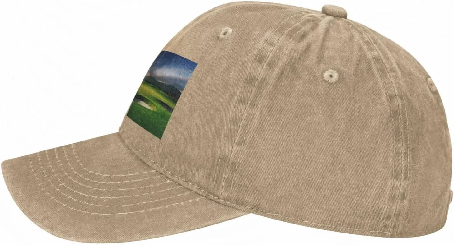 Golf Course Unisex Baseball Cap Breathable Cotton Trucker Hat Classic Denim Dad Hat Summer Sun Hat