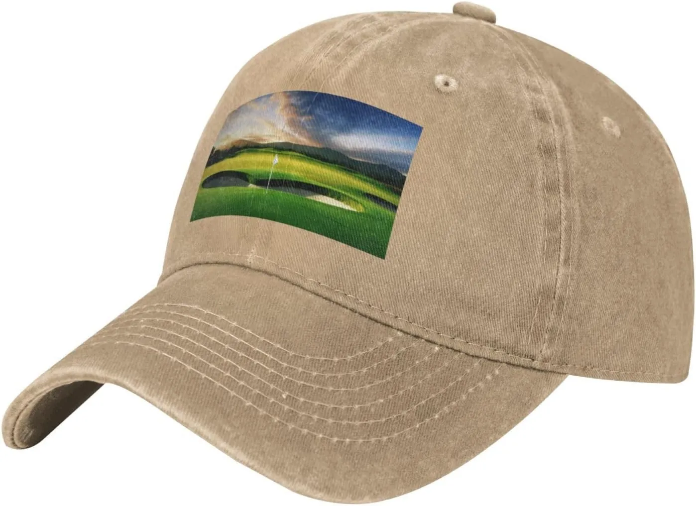 Golf Course Unisex Baseball Cap Breathable Cotton Trucker Hat Classic Denim Dad Hat Summer Sun Hat