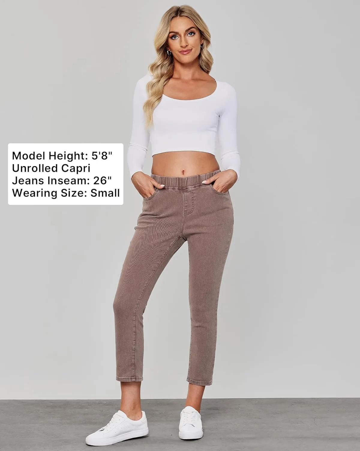 GRAPENT Pull On Jeans for Women High Waisted Skinny Capri Pants Trendy Stretch Denim Cropped Jeans Crop Jeggings Capris