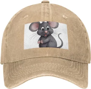 Grey Rat Unisex Baseball Cap Breathable Cotton Trucker Hat Classic Denim Dad Hat Summer Sun Hat