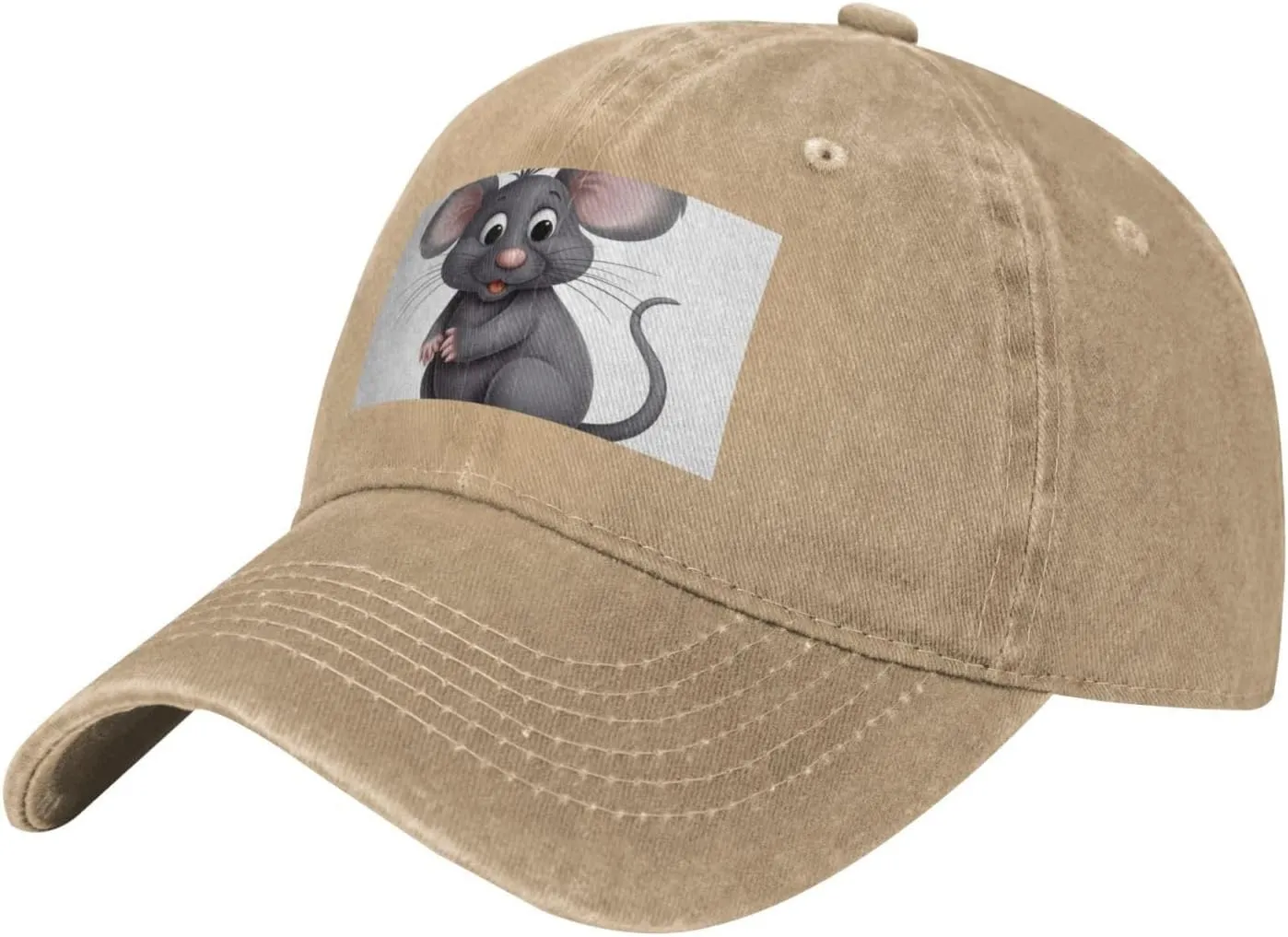 Grey Rat Unisex Baseball Cap Breathable Cotton Trucker Hat Classic Denim Dad Hat Summer Sun Hat
