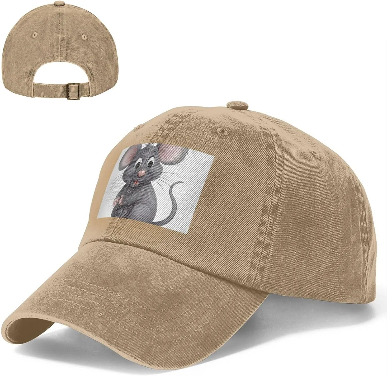 Grey Rat Unisex Baseball Cap Breathable Cotton Trucker Hat Classic Denim Dad Hat Summer Sun Hat