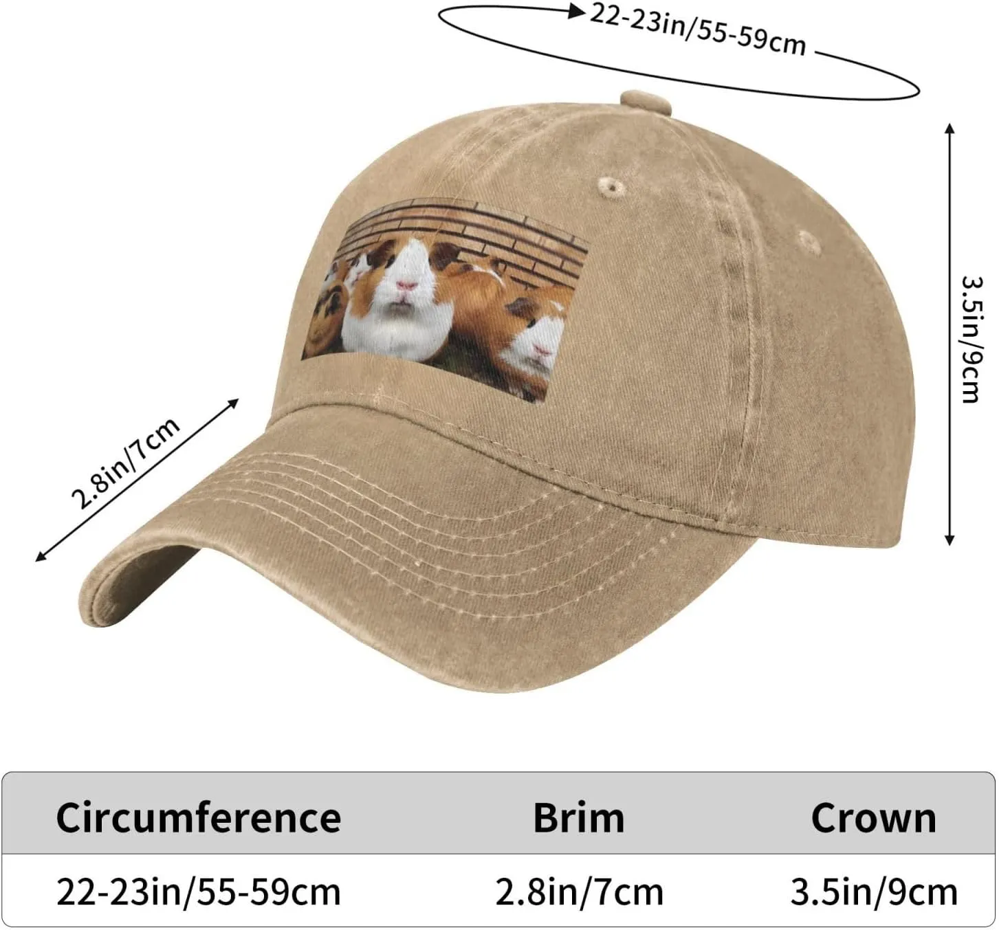 Guinea Pigs Unisex Baseball Cap Breathable Cotton Trucker Hat Classic Denim Dad Hat Summer Sun Hat