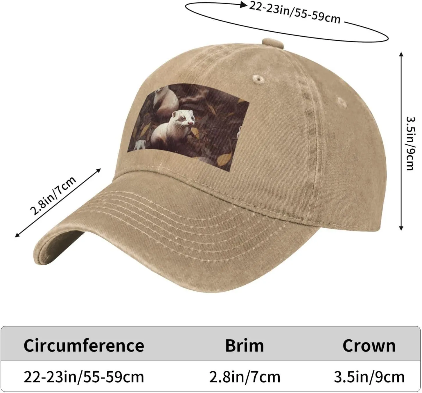 Hairy Ferret Unisex Baseball Cap Breathable Cotton Trucker Hat Classic Denim Dad Hat Summer Sun Hat