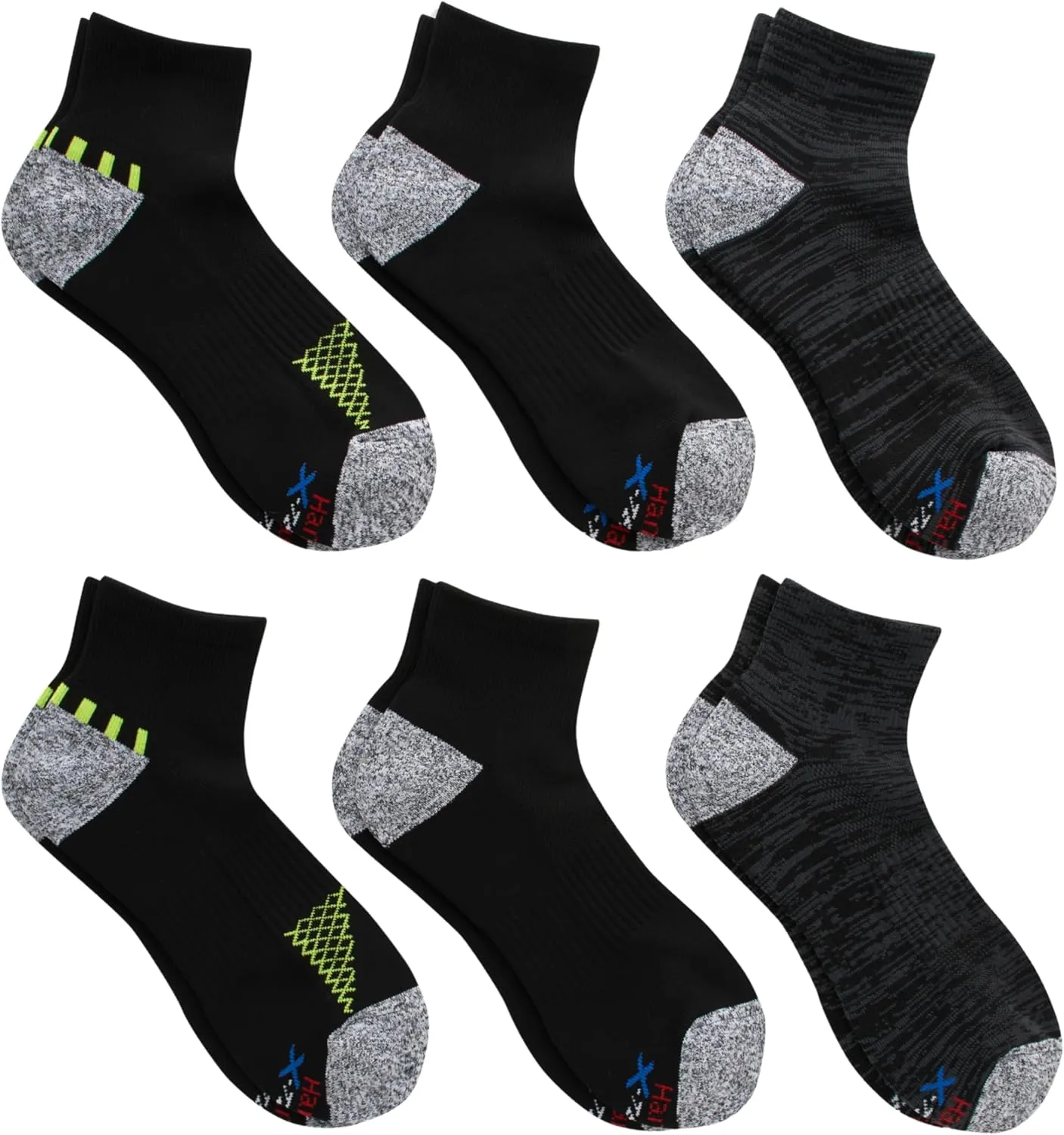 Hanes Men's Moves Performance, Moisture-Wicking Ankle & Low-Cut Socks, Breathable Mesh Panels, 6-Pack