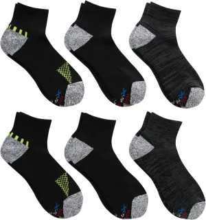 Hanes Men's Moves Performance, Moisture-Wicking Ankle & Low-Cut Socks, Breathable Mesh Panels, 6-Pack