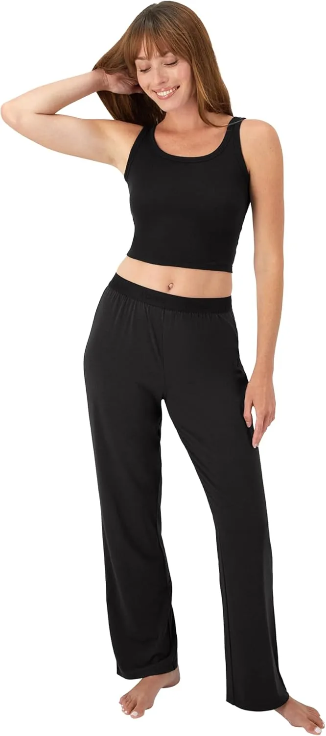 Hanes Women's Originals SuperSoft Comfywear 2 Piece Crop Tank & Lounge Pants Loungewear Set