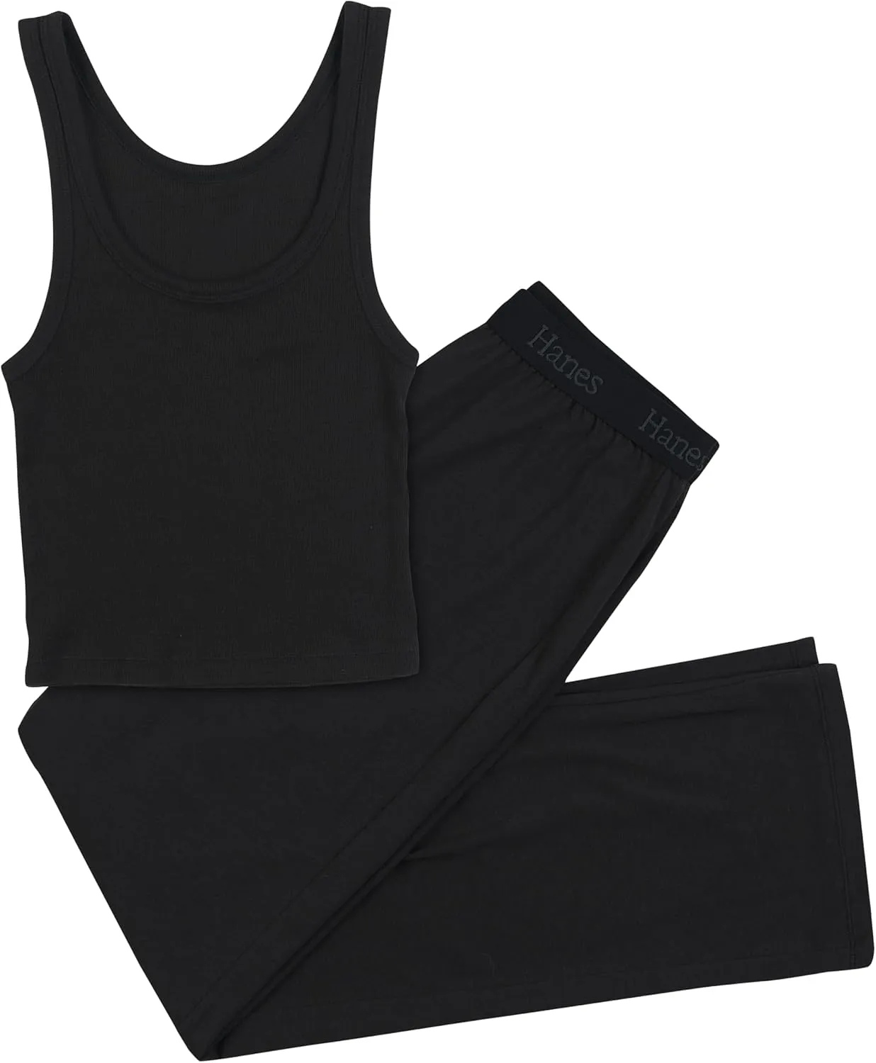 Hanes Women's Originals SuperSoft Comfywear 2 Piece Crop Tank & Lounge Pants Loungewear Set