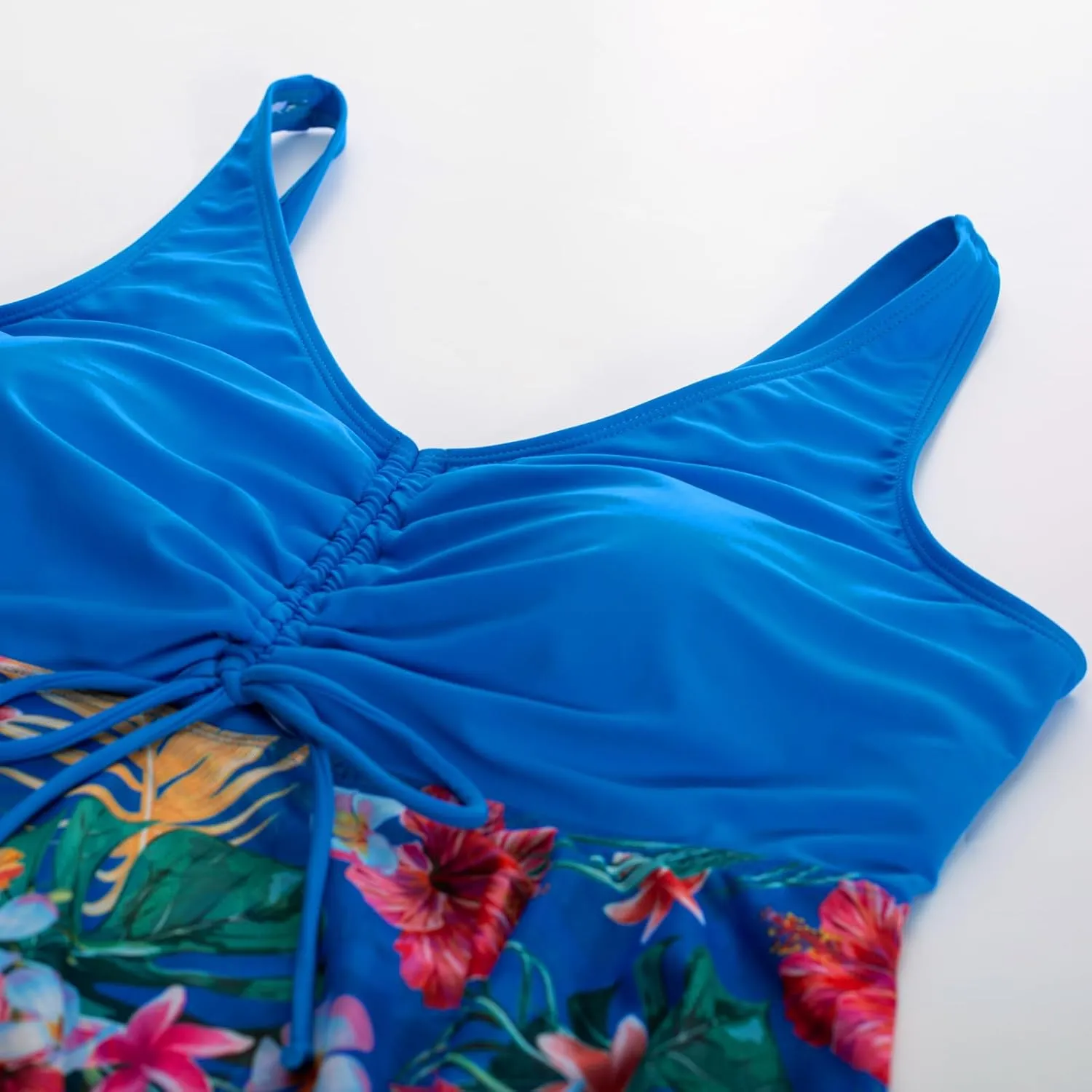 Hanna Nikole Womens Plus Size Swimsuits Two Piece Tankini Set Mesh Swimdress with Boyshort