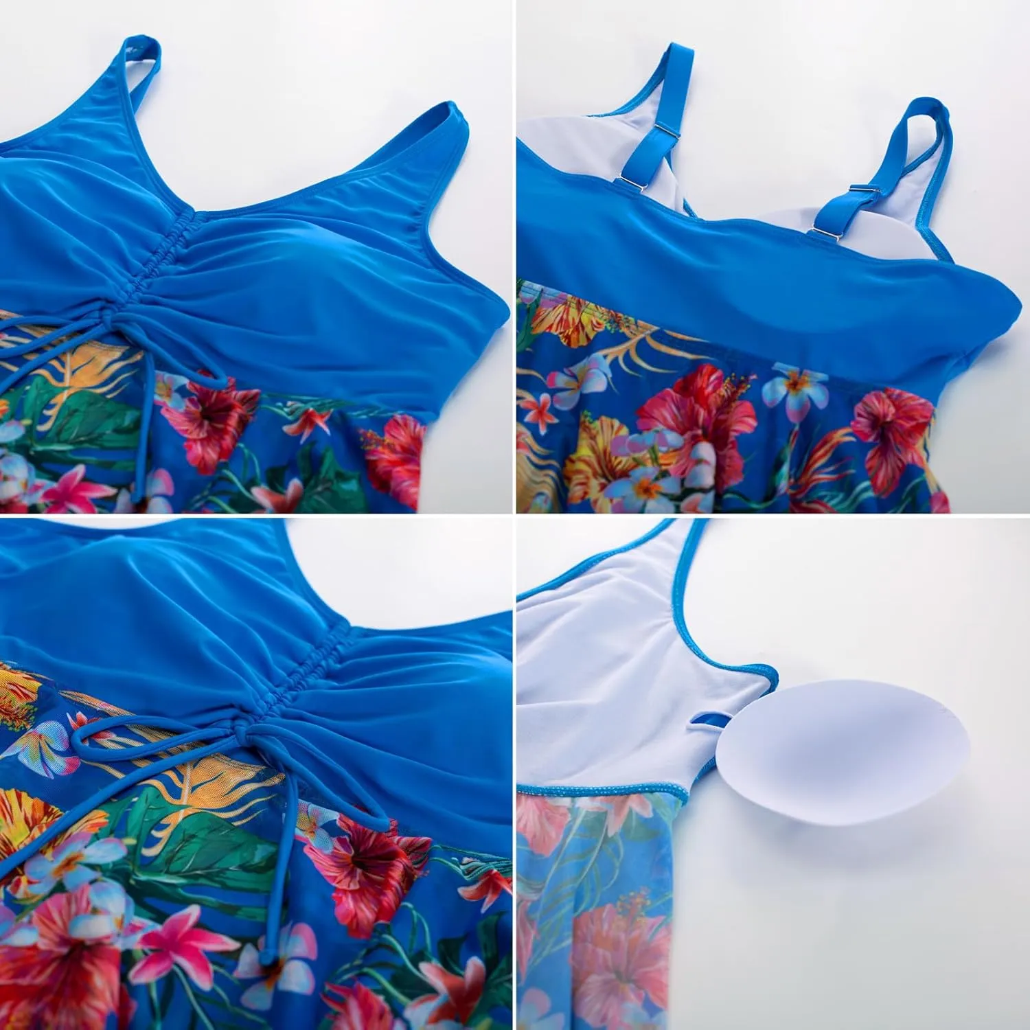 Hanna Nikole Womens Plus Size Swimsuits Two Piece Tankini Set Mesh Swimdress with Boyshort