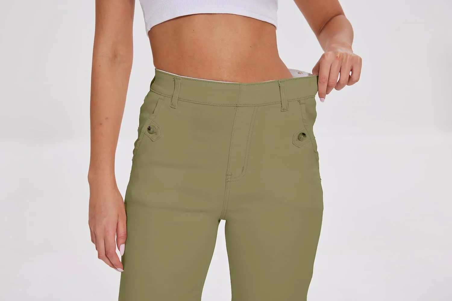 HBQ Womens Jeans Baggy Stretchy Pull On High Waisted Denim Wide Leg Trouser Pants Trendy