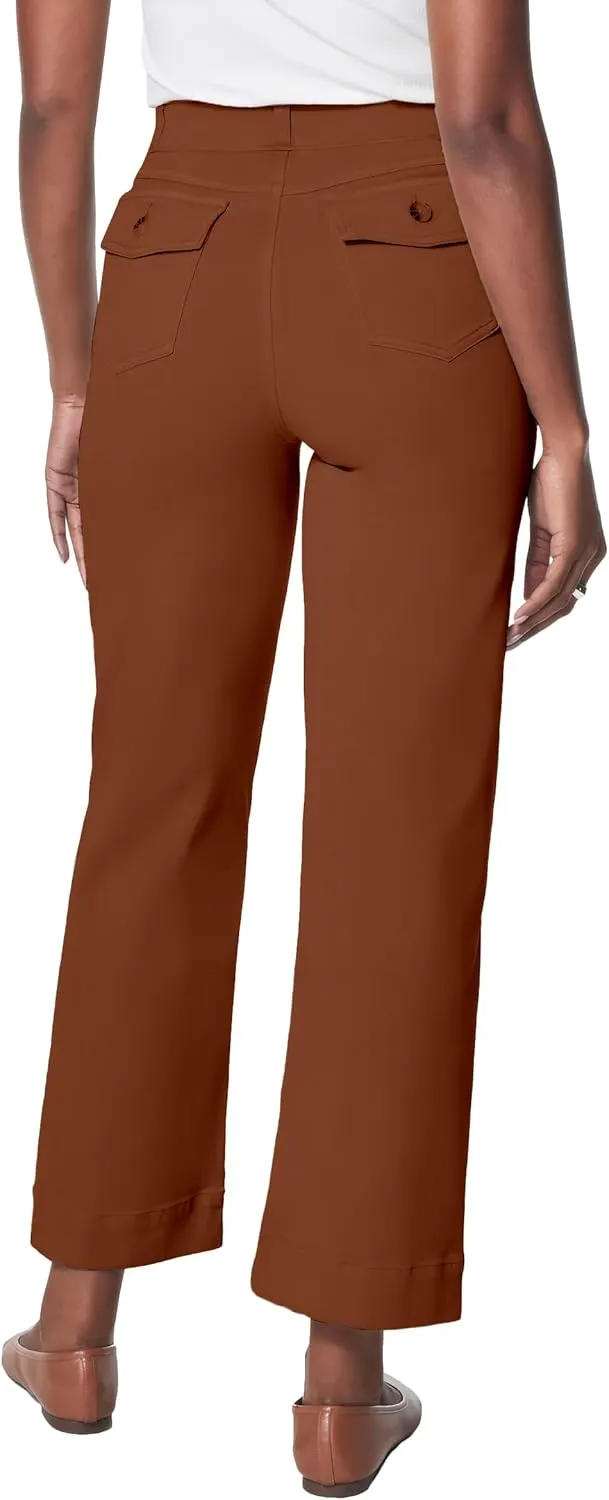 HBQ Womens Jeans Baggy Stretchy Pull On High Waisted Denim Wide Leg Trouser Pants Trendy