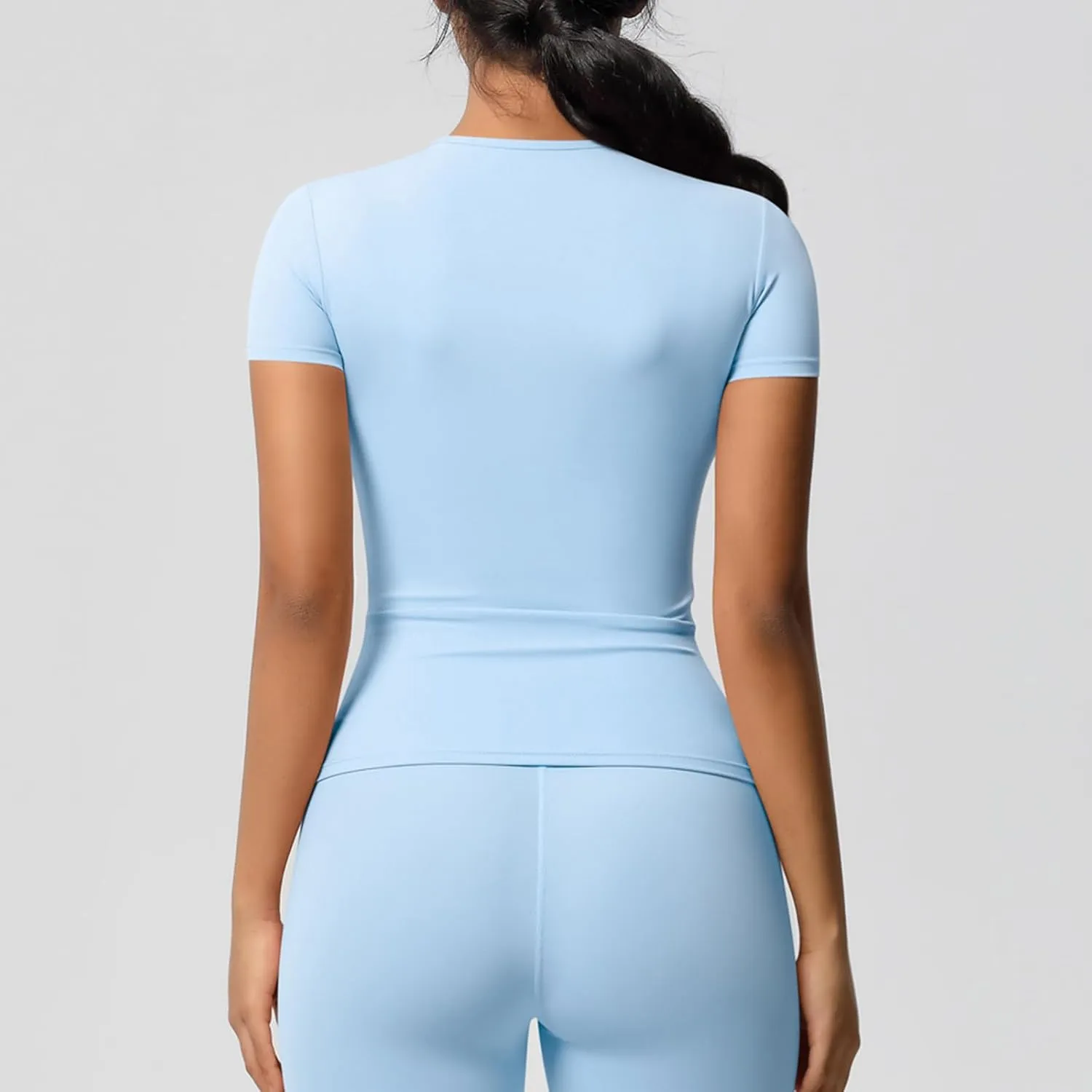 HGps8w Women's Short Sleeve Workout Sports Tops Basic Crewneck Casual 2025 Summer Quick Dry Athletic Yoga Shirts