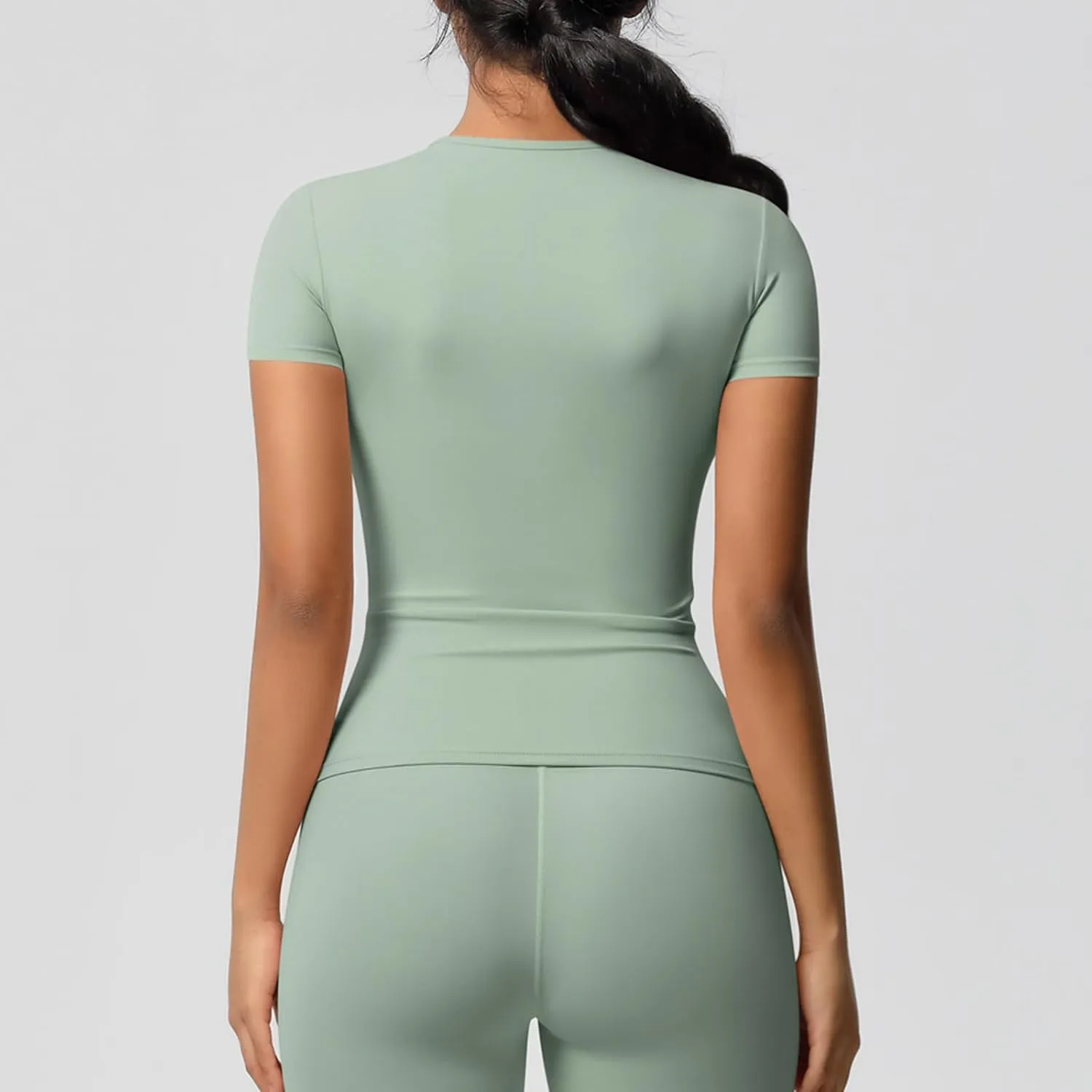 HGps8w Women's Short Sleeve Workout Sports Tops Basic Crewneck Casual 2025 Summer Quick Dry Athletic Yoga Shirts