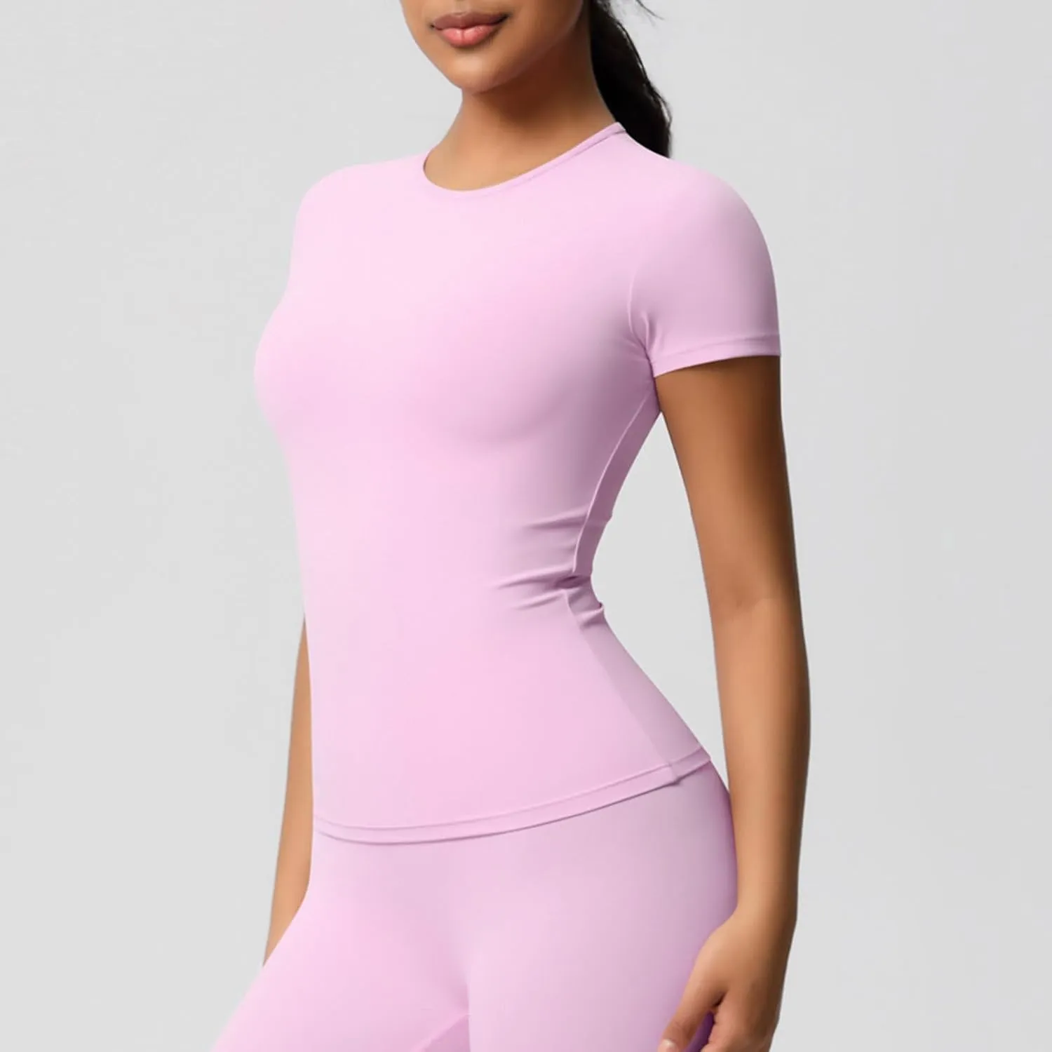 HGps8w Women's Short Sleeve Workout Sports Tops Basic Crewneck Casual 2025 Summer Quick Dry Athletic Yoga Shirts