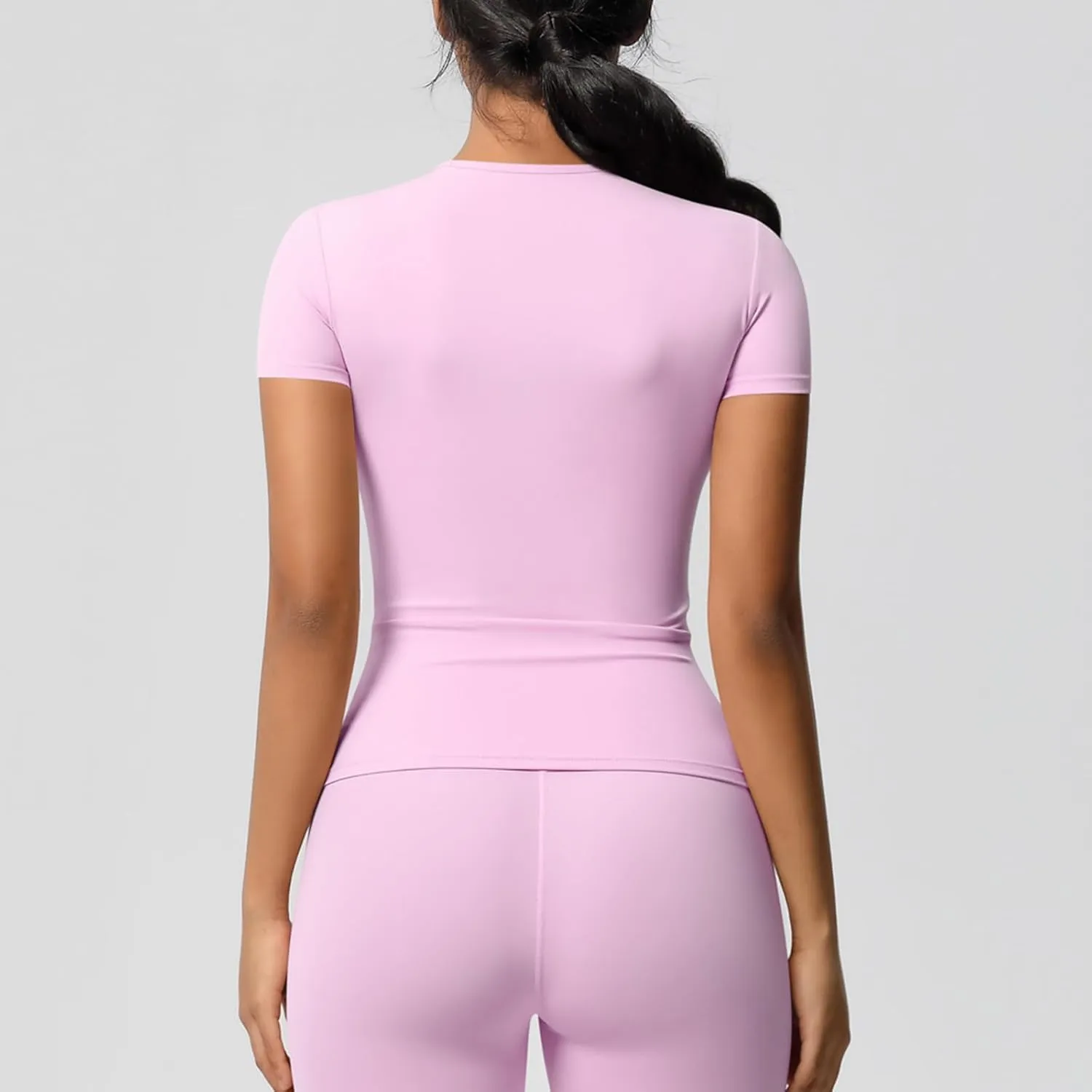 HGps8w Women's Short Sleeve Workout Sports Tops Basic Crewneck Casual 2025 Summer Quick Dry Athletic Yoga Shirts
