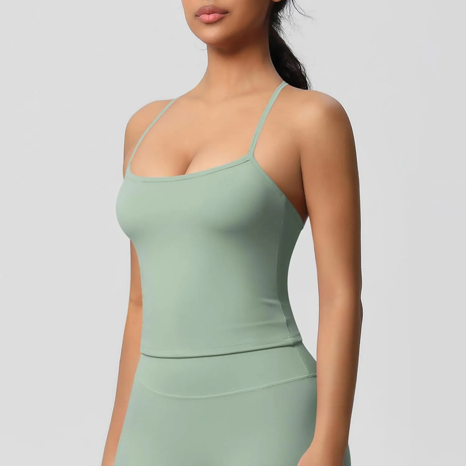 HGps8w Women's Spaghetti Straps Workout Tank Top Sleeveless Casual 2025 Summer Quick Dry Breathable Athletic Yoga Shirts