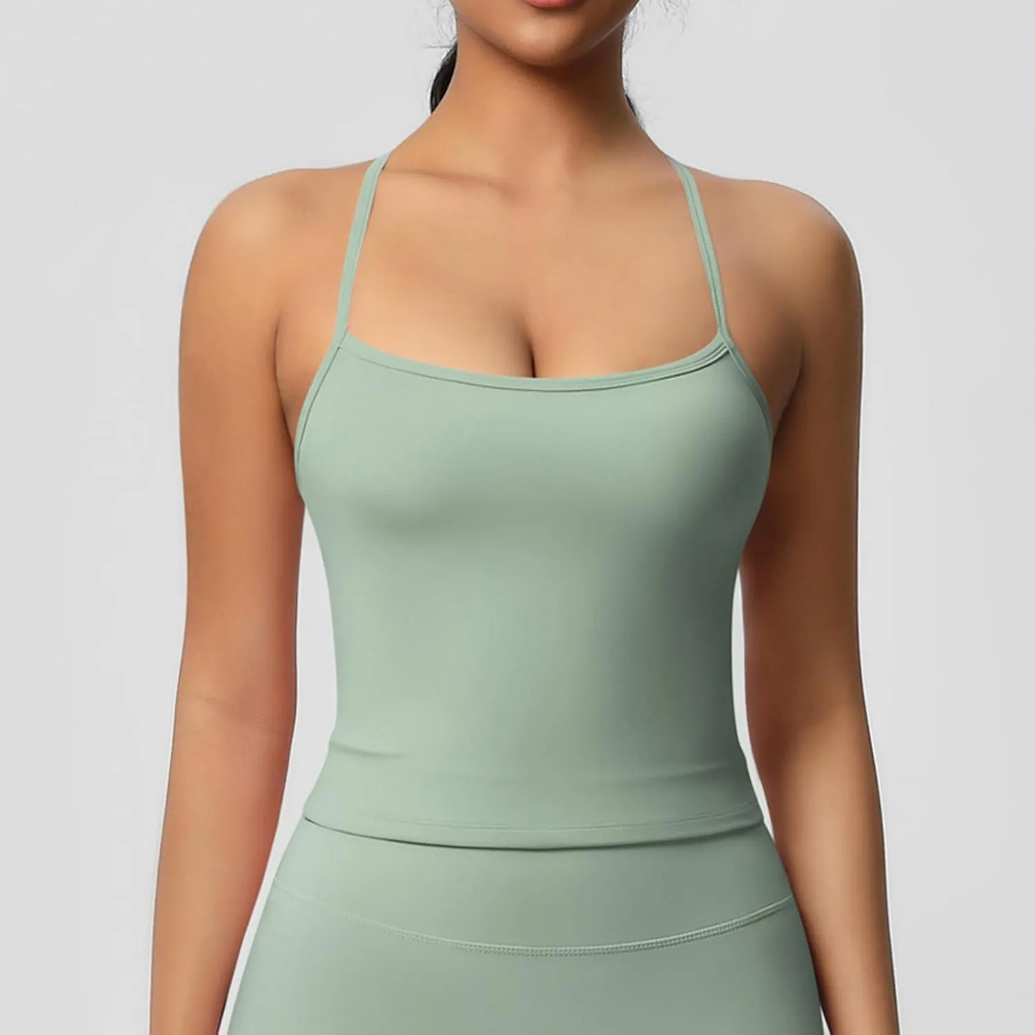 HGps8w Women's Spaghetti Straps Workout Tank Top Sleeveless Casual 2025 Summer Quick Dry Breathable Athletic Yoga Shirts