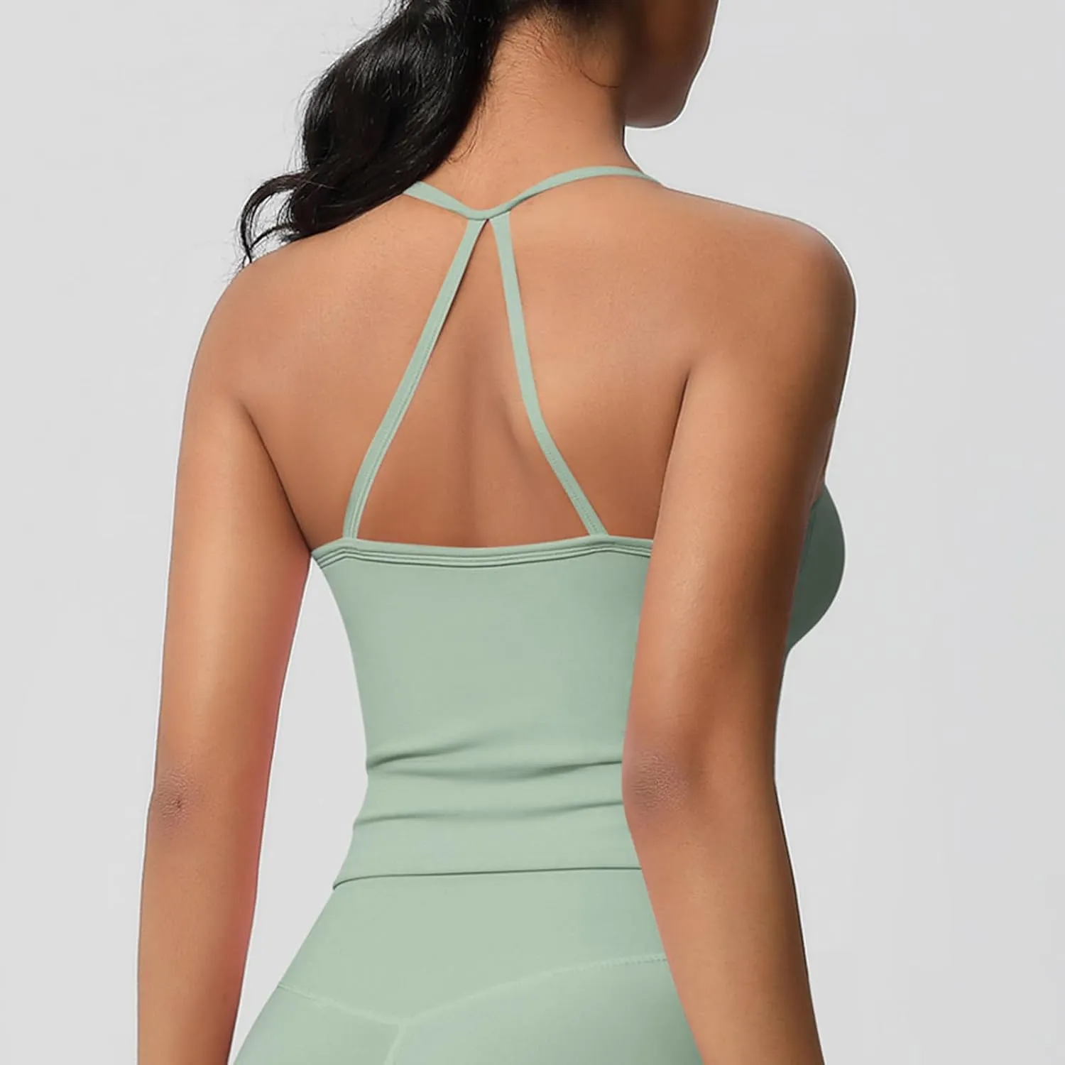 HGps8w Women's Spaghetti Straps Workout Tank Top Sleeveless Casual 2025 Summer Quick Dry Breathable Athletic Yoga Shirts