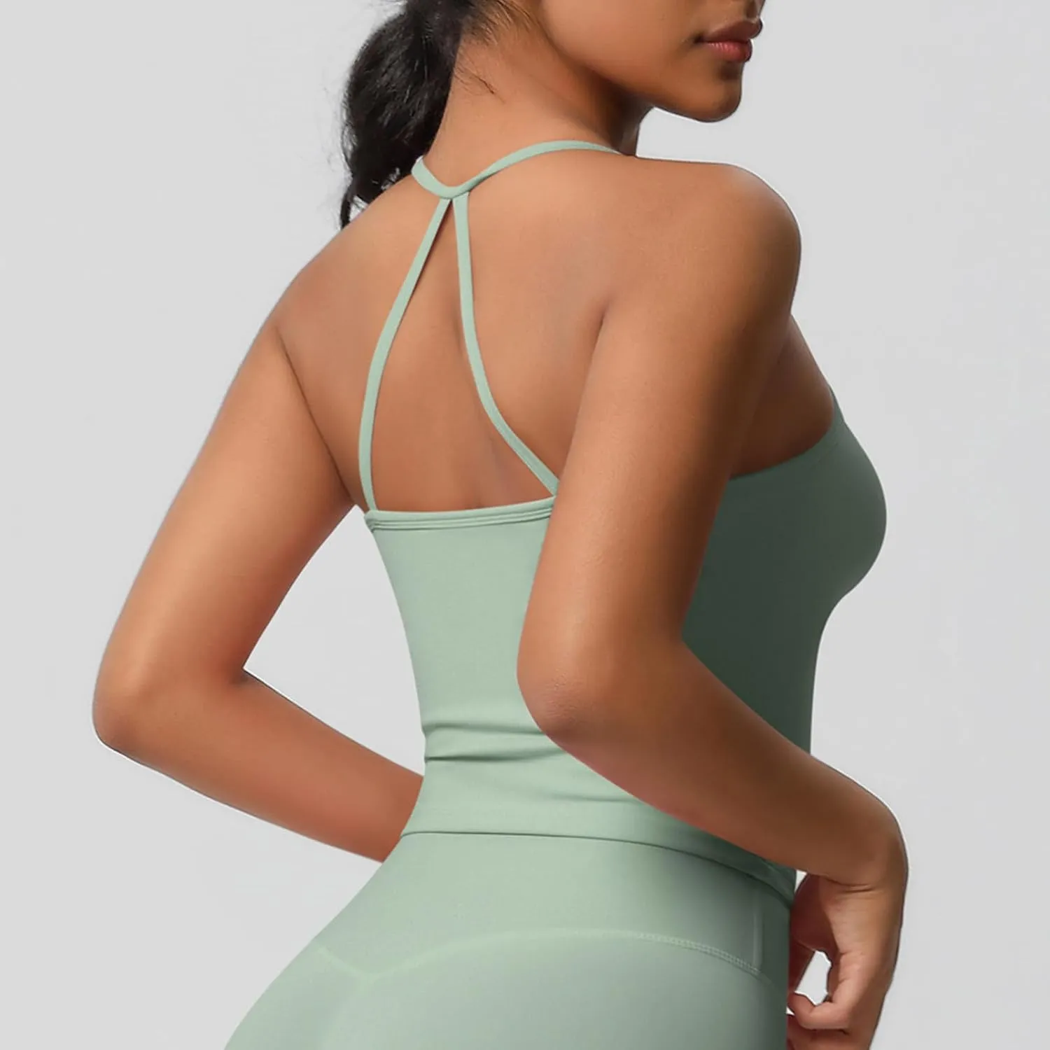HGps8w Women's Spaghetti Straps Workout Tank Top Sleeveless Casual 2025 Summer Quick Dry Breathable Athletic Yoga Shirts