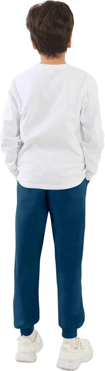 HIBETY Boys Athletic Pants, Moisture-Wicking Breathable Cotton Sweatpants with Elastic Drawstring