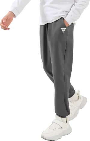 HIBETY Boys Athletic Pants, Moisture-Wicking Breathable Cotton Sweatpants with Elastic Drawstring