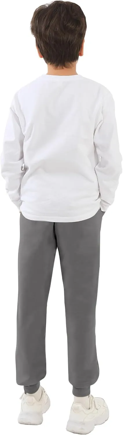 HIBETY Boys Athletic Pants, Moisture-Wicking Breathable Cotton Sweatpants with Elastic Drawstring