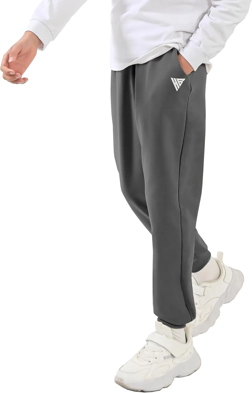 HIBETY Boys Athletic Pants, Moisture-Wicking Breathable Cotton Sweatpants with Elastic Drawstring
