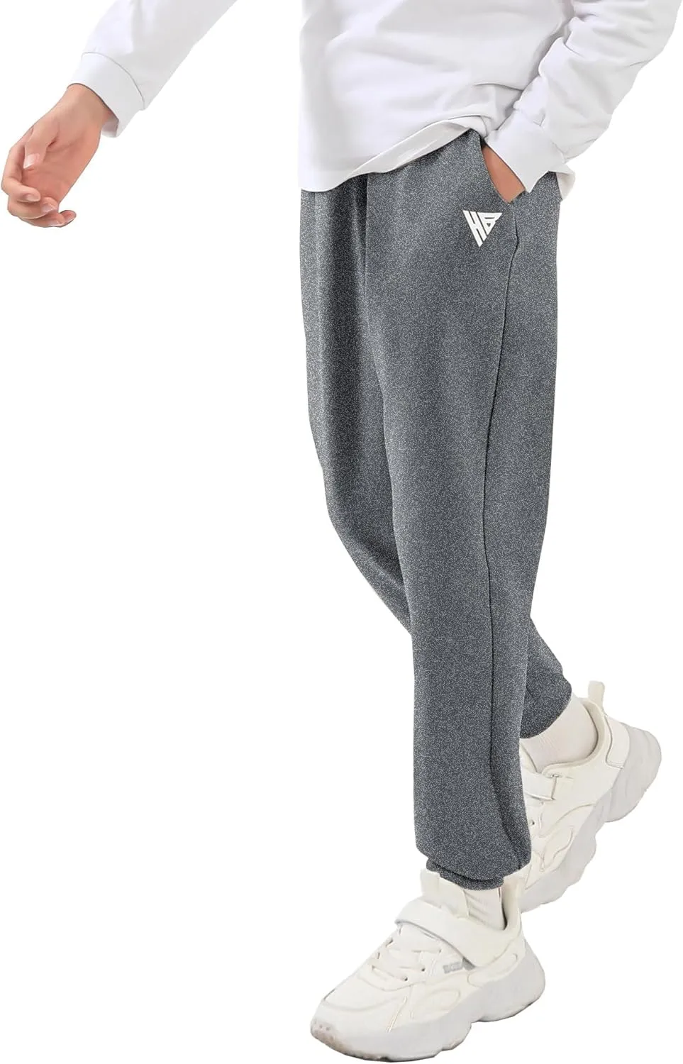 HIBETY Boys Athletic Pants, Moisture-Wicking Breathable Cotton Sweatpants with Elastic Drawstring