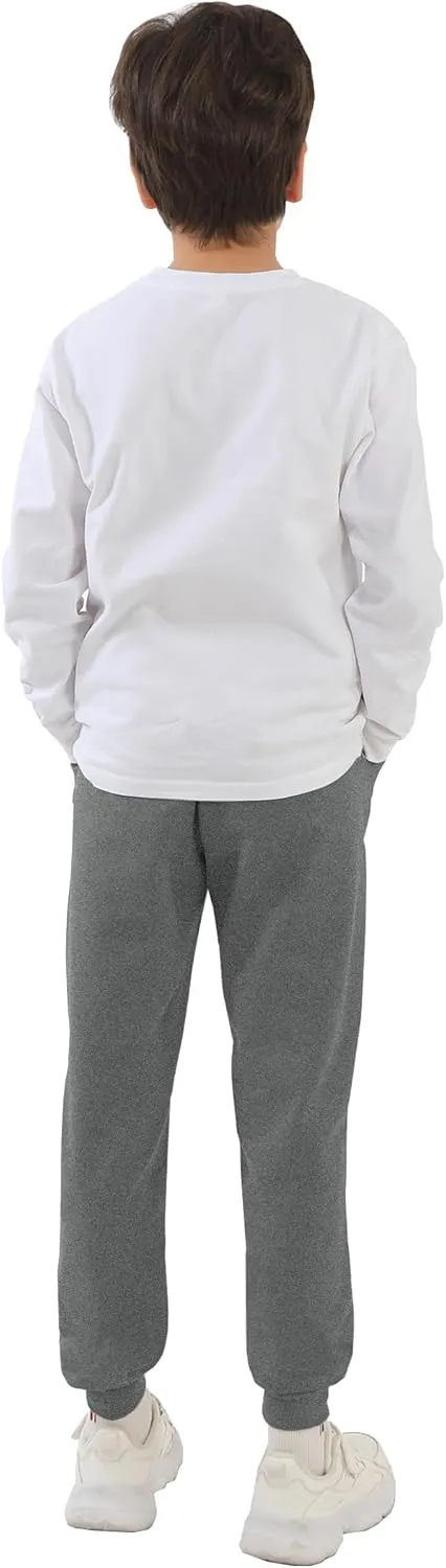 HIBETY Boys Athletic Pants, Moisture-Wicking Breathable Cotton Sweatpants with Elastic Drawstring