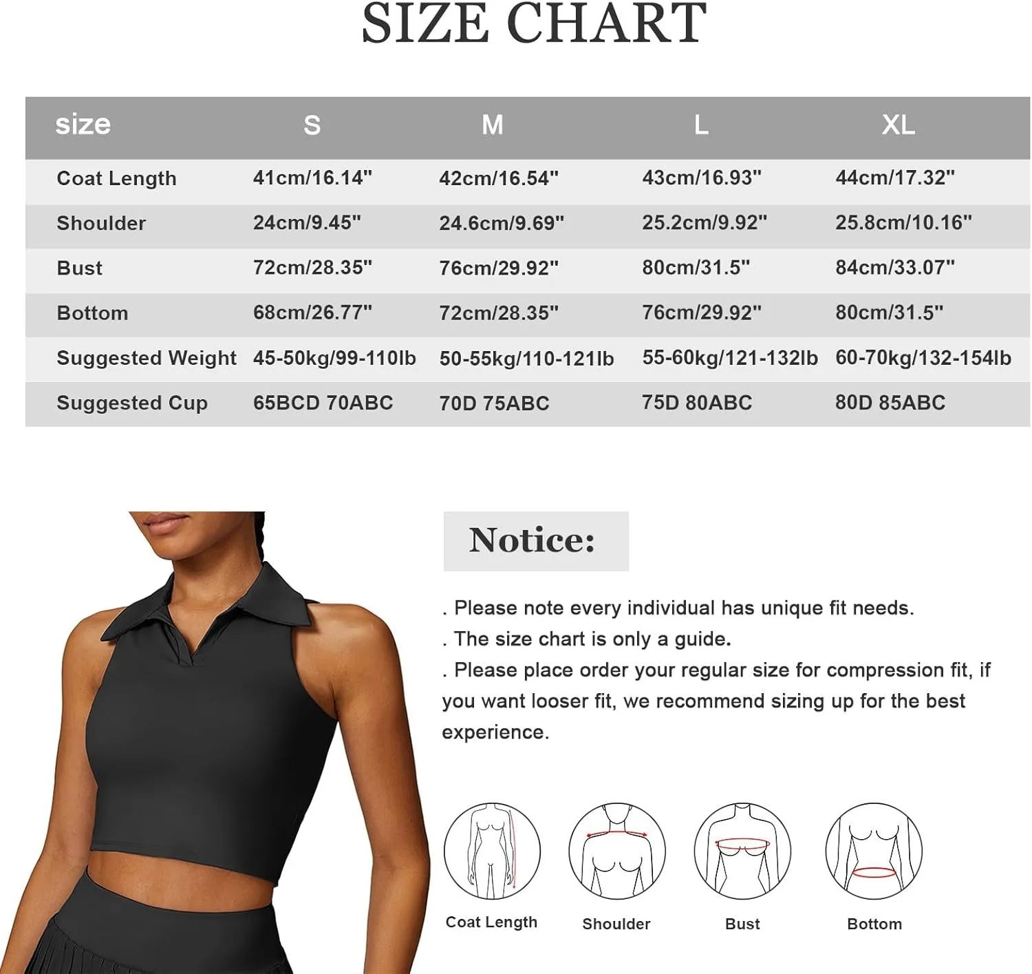 Hotfiary Women Workout Crop Top Athletic Tank Tops Tennis Golf Sleeveless Collar Vest Shirt Padded Sport Bra Quick Dry