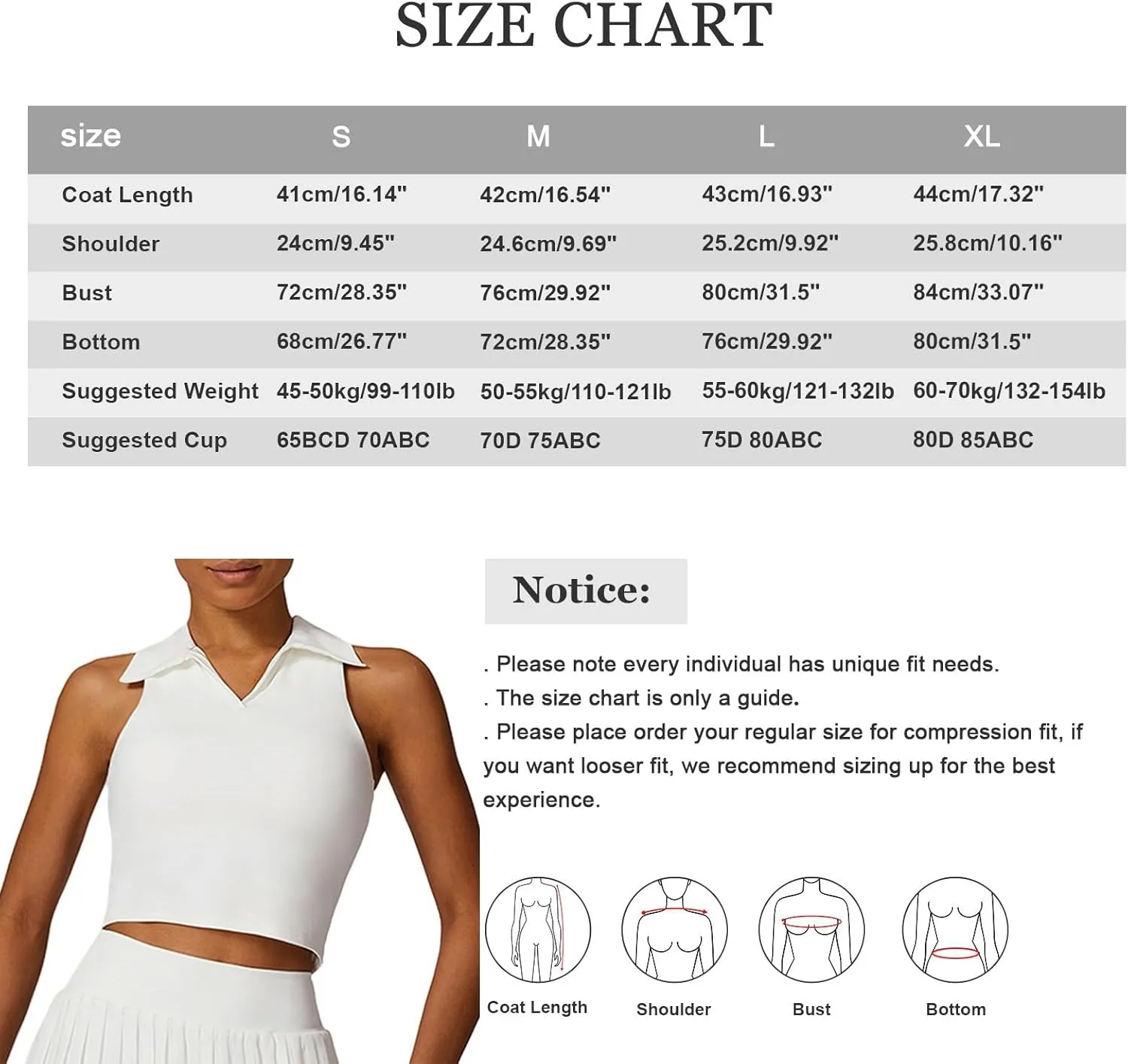 Hotfiary Women Workout Crop Top Athletic Tank Tops Tennis Golf Sleeveless Collar Vest Shirt Padded Sport Bra Quick Dry