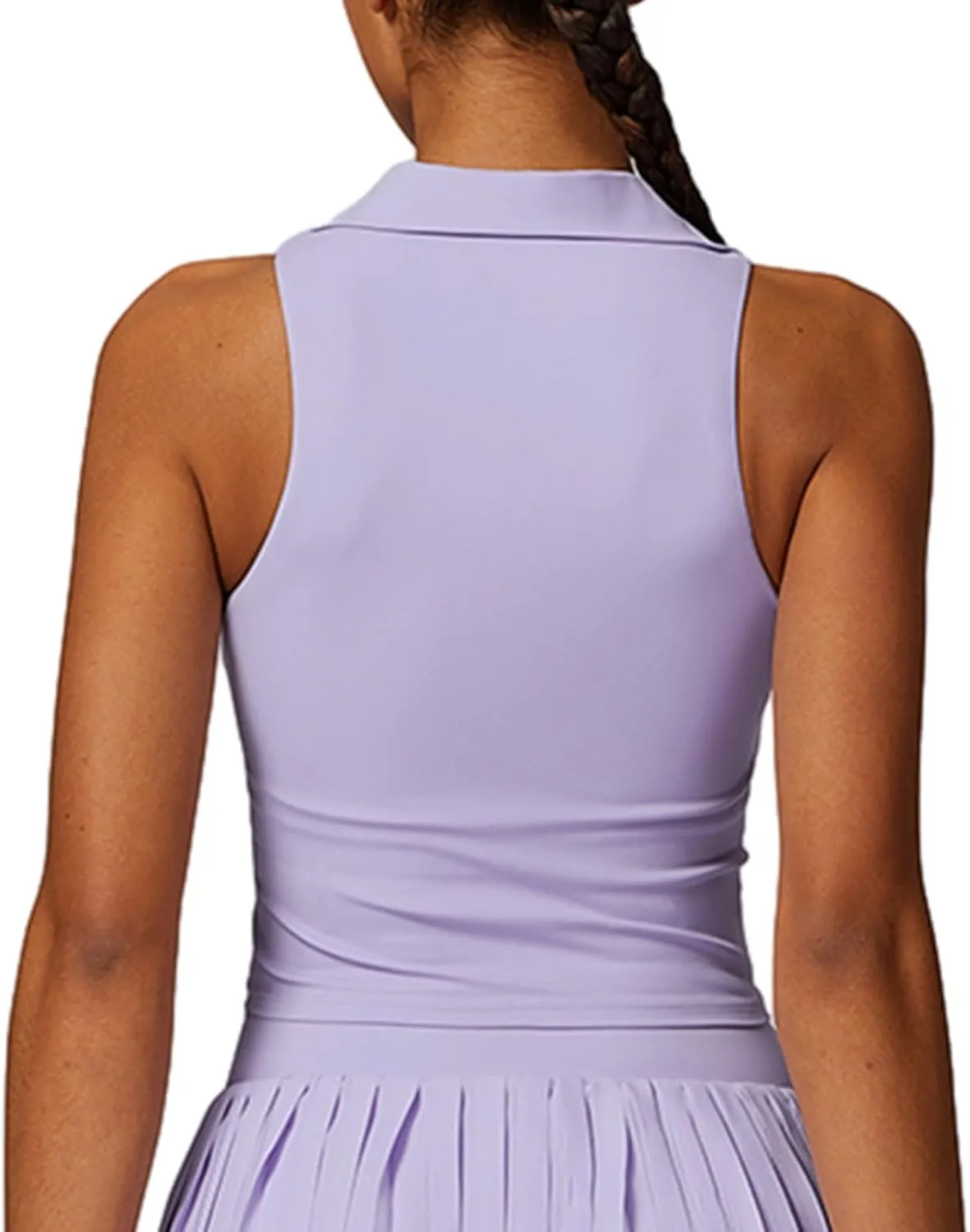 Hotfiary Women Workout Crop Top Athletic Tank Tops Tennis Golf Sleeveless Collar Vest Shirt Padded Sport Bra Quick Dry