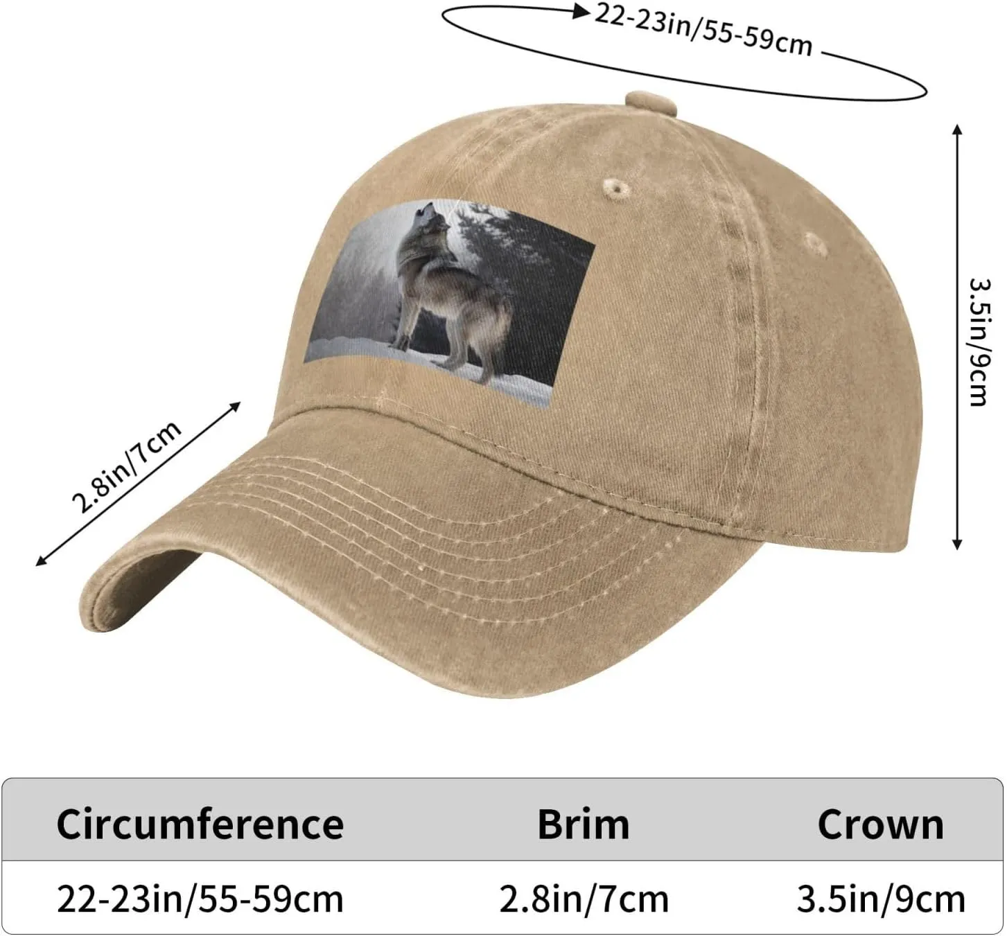 Howling Wolf Unisex Baseball Cap Breathable Cotton Trucker Hat Classic Denim Dad Hat Summer Sun Hat
