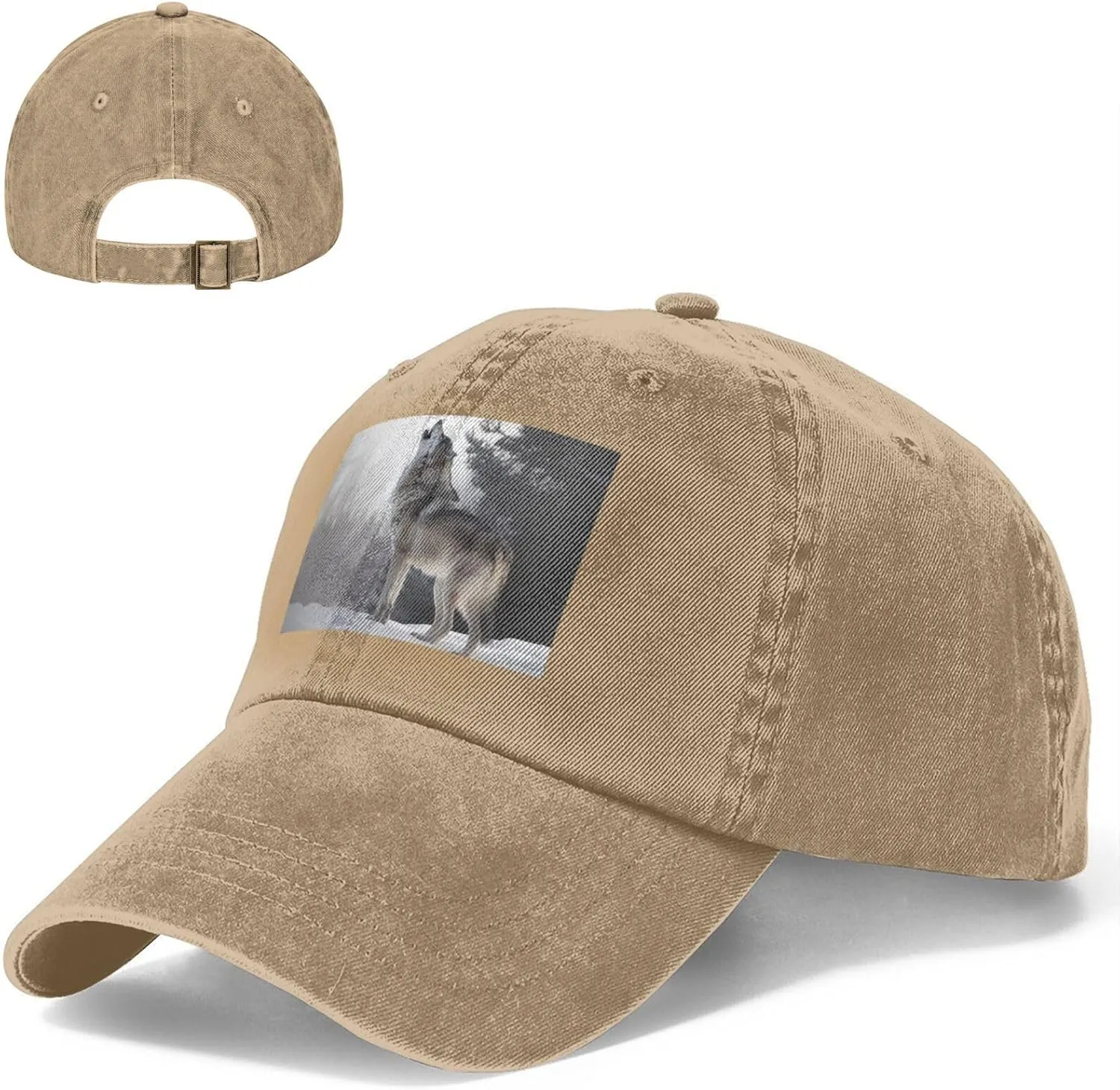 Howling Wolf Unisex Baseball Cap Breathable Cotton Trucker Hat Classic Denim Dad Hat Summer Sun Hat