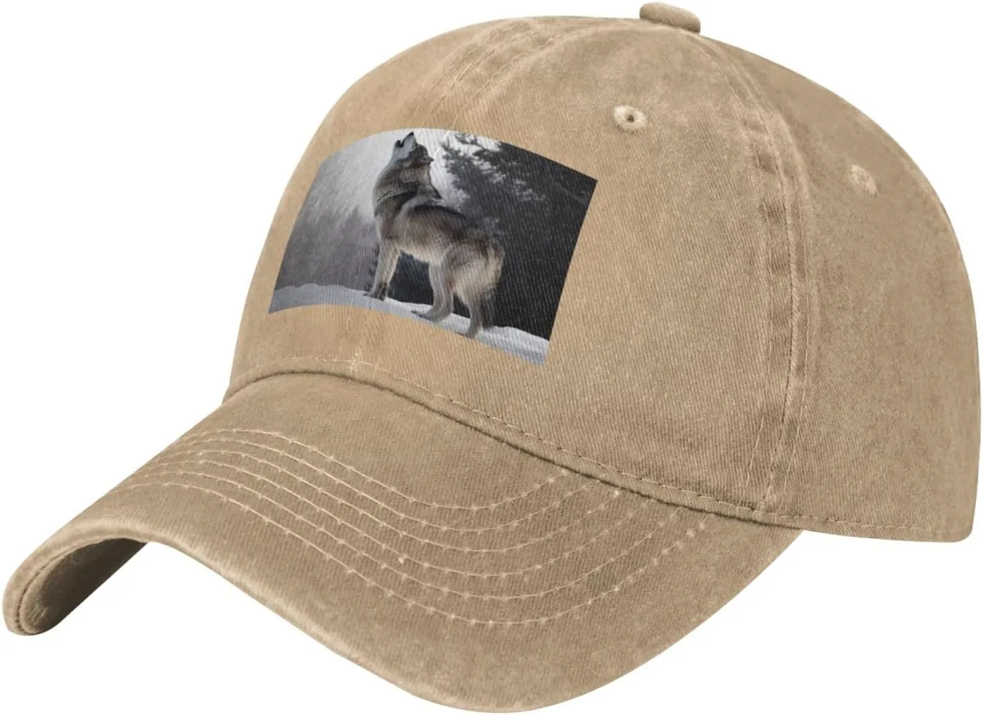 Howling Wolf Unisex Baseball Cap Breathable Cotton Trucker Hat Classic Denim Dad Hat Summer Sun Hat