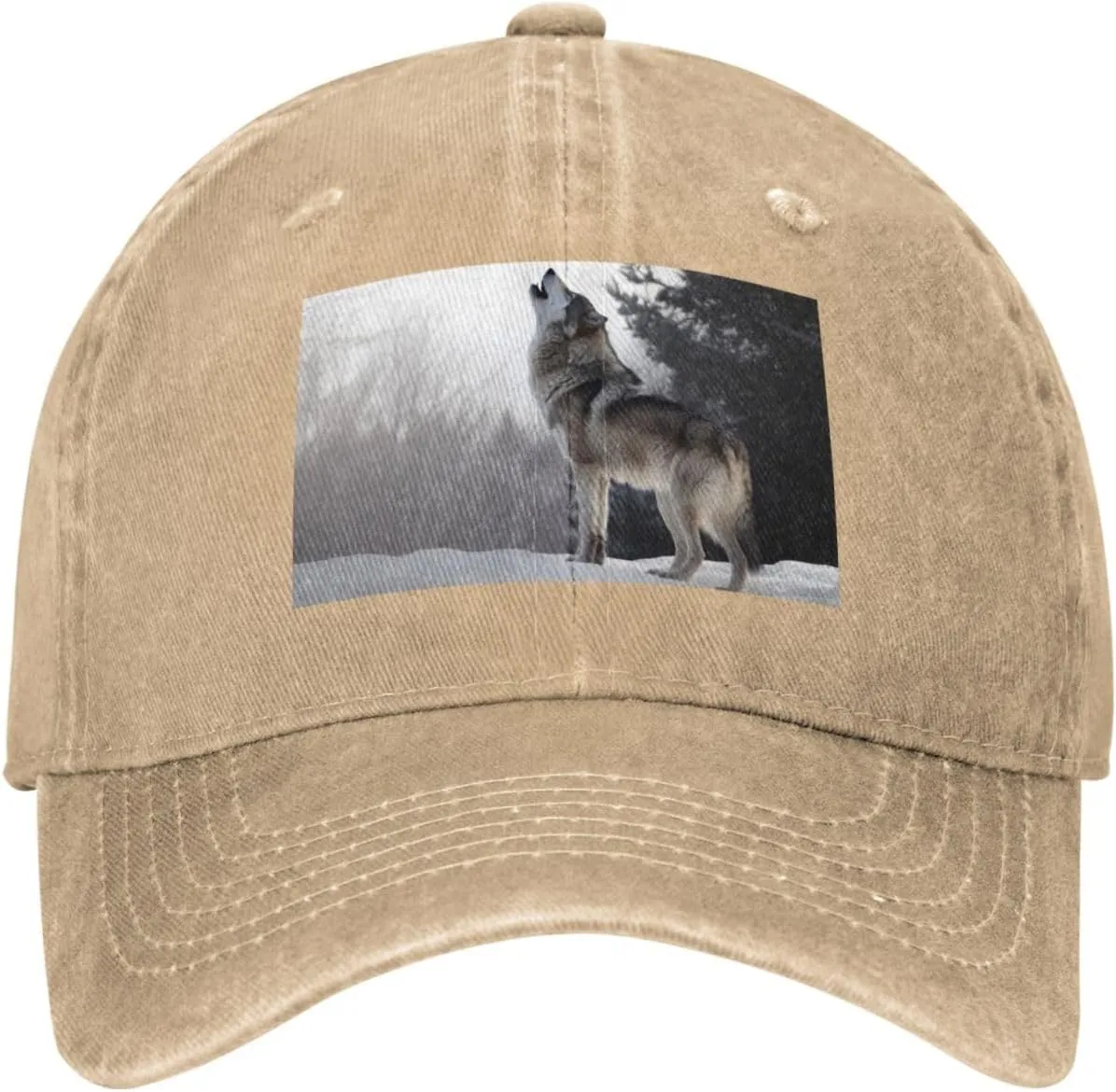 Howling Wolf Unisex Baseball Cap Breathable Cotton Trucker Hat Classic Denim Dad Hat Summer Sun Hat