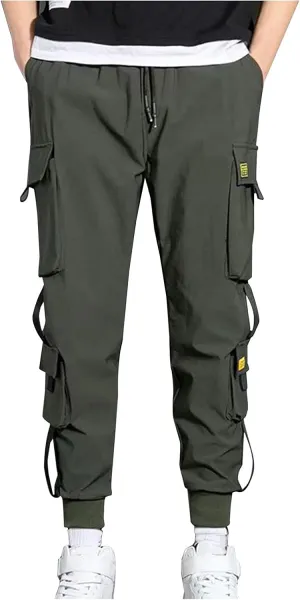 Jogger Pants for Men 2023 Casual Drawstring Elastic Waist Multi Pockets Cargo Pants Loose Beam Feet Sweatpants