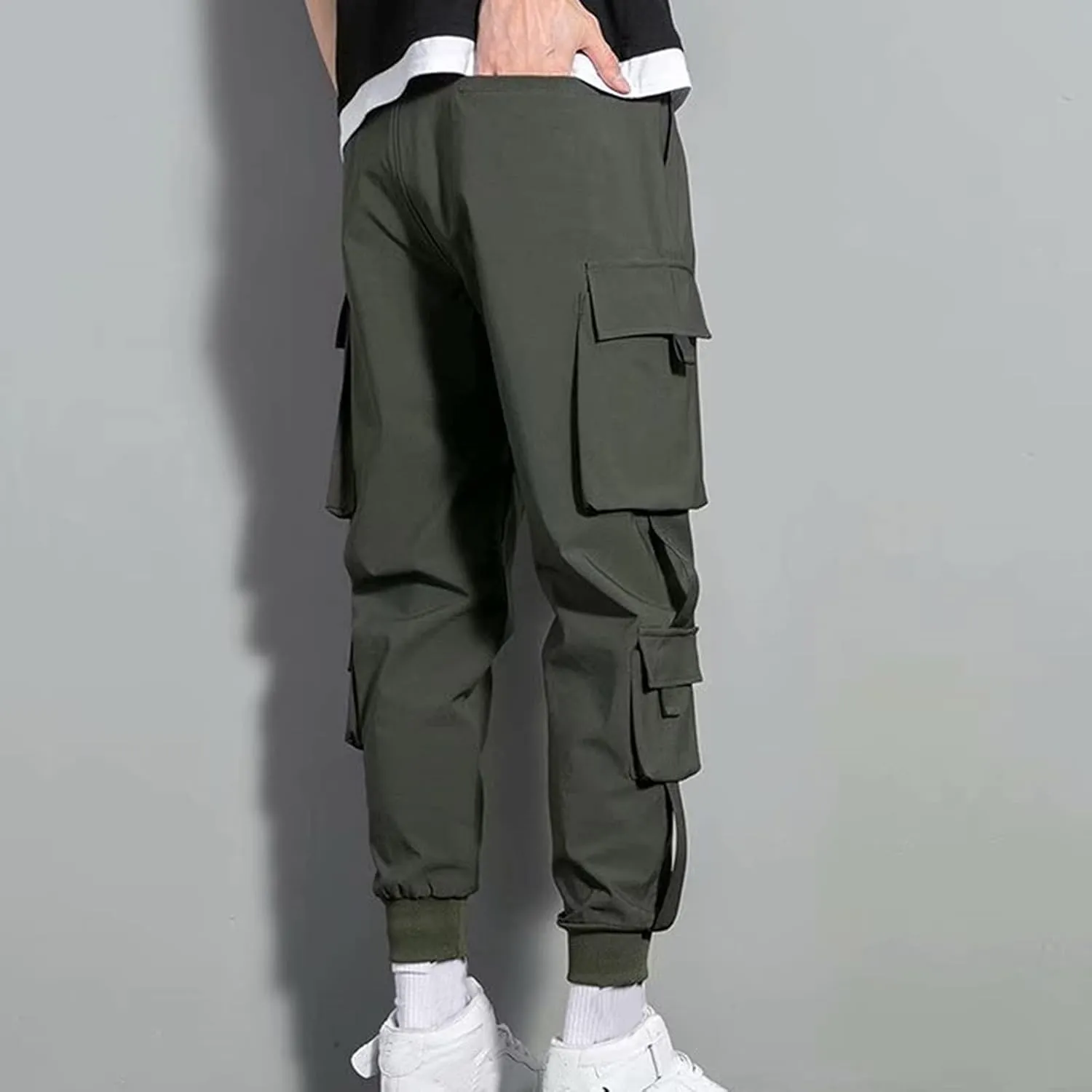 Jogger Pants for Men 2023 Casual Drawstring Elastic Waist Multi Pockets Cargo Pants Loose Beam Feet Sweatpants