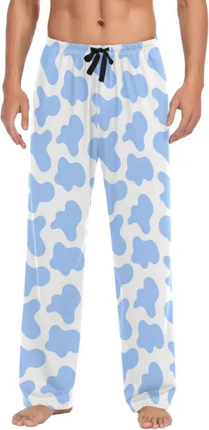 JUNZAN Cow Print Pajama Pants for Men Pj Pants Mens Pajama Bottoms Black White S
