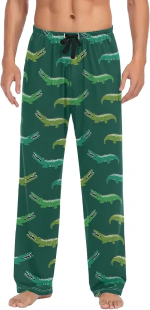JUNZAN Mens Pajama Pants Funny Alligator Crocodile Pajama Bottoms for Men Lounge Pants S Green