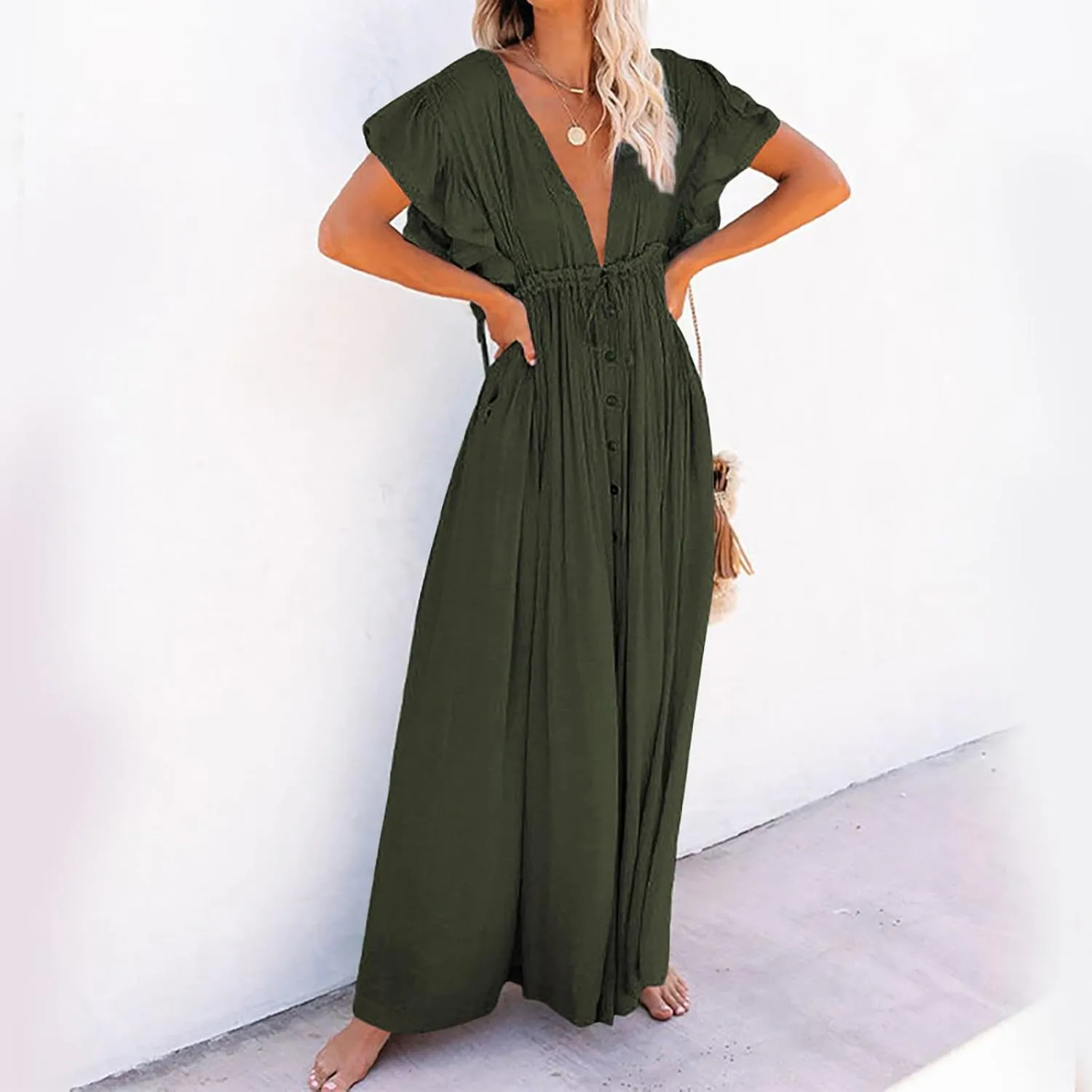 Kaftan Dresses for Women Plus Size Swimsuit Cover Up V Neck Caftan Beach Dress Loungewear