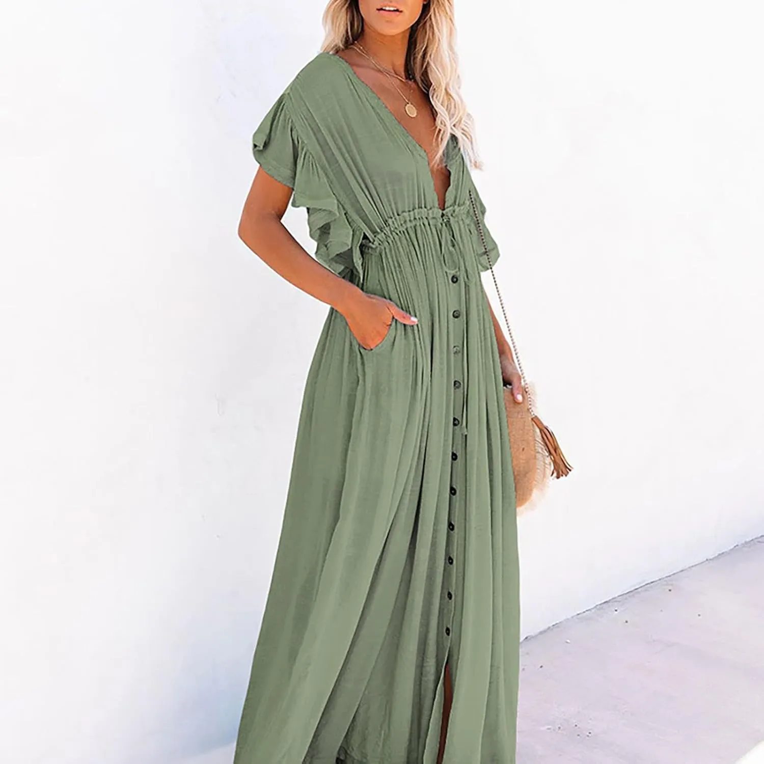 Kaftan Dresses for Women Plus Size Swimsuit Cover Up V Neck Caftan Beach Dress Loungewear